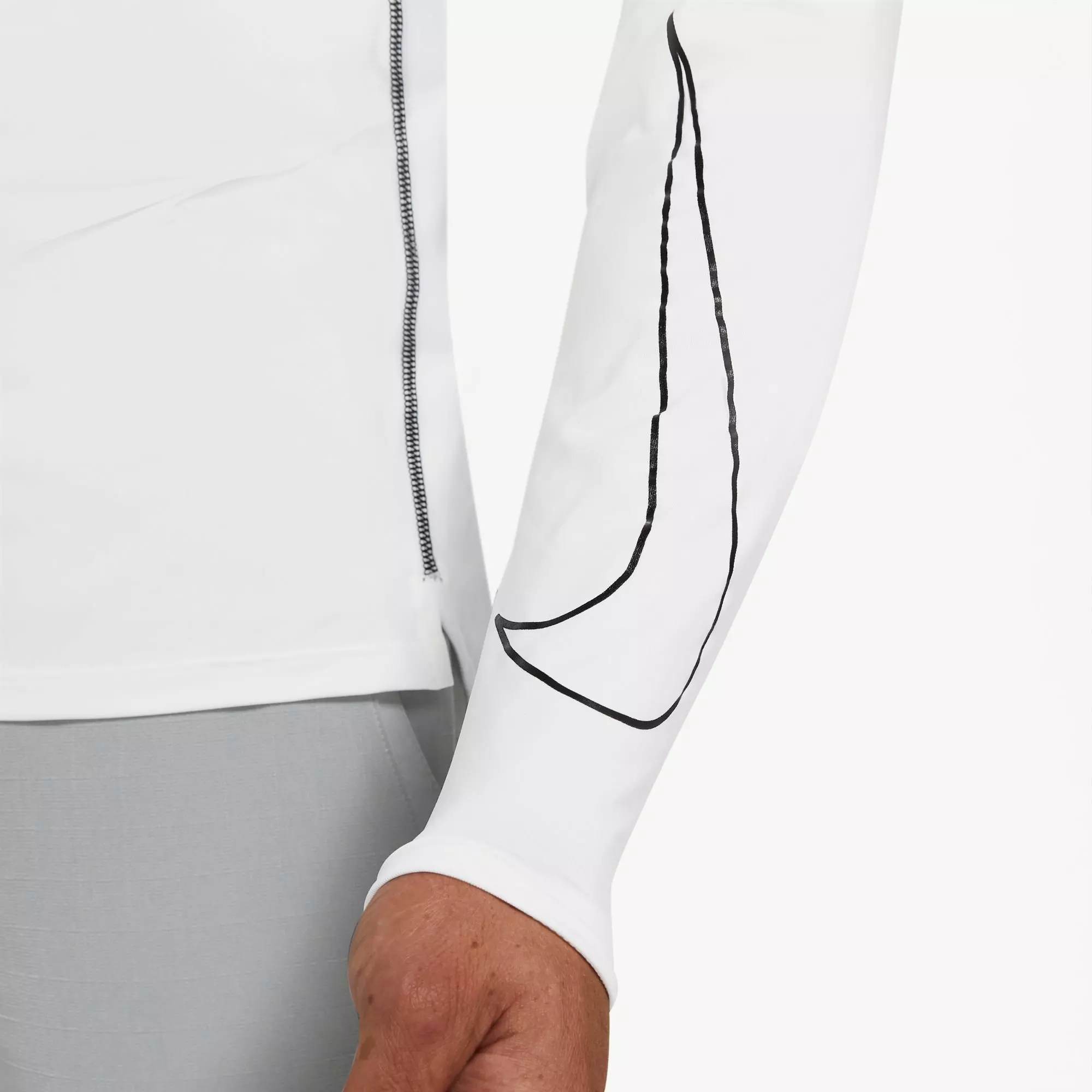 Nike Men's Pro Dri-FIT Slim Fit Long-Sleeve "White" Top - WHITE