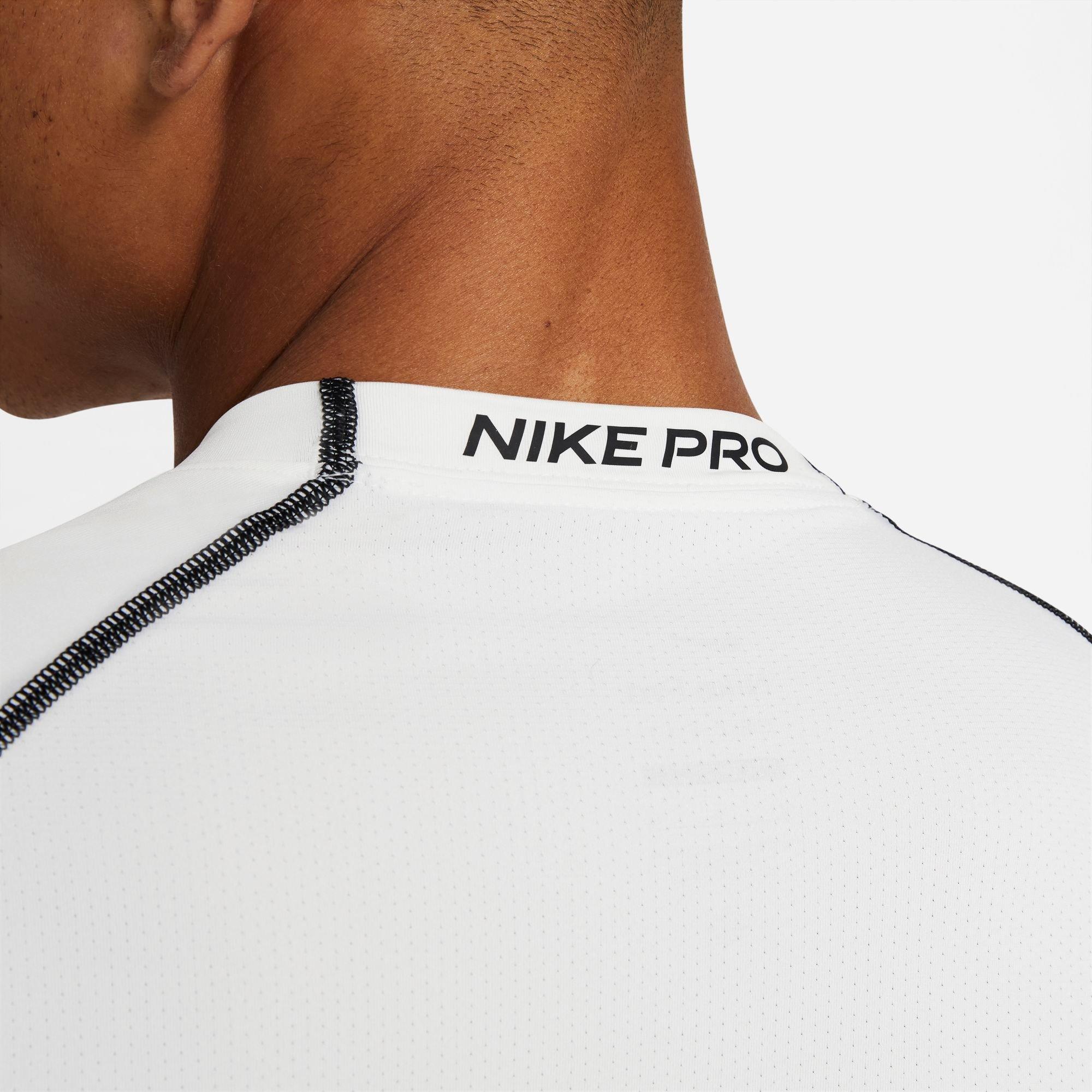 Nike Men's Pro Dri-FIT Slim Fit Long-Sleeve "White" Top - WHITE Thumbnail View 5