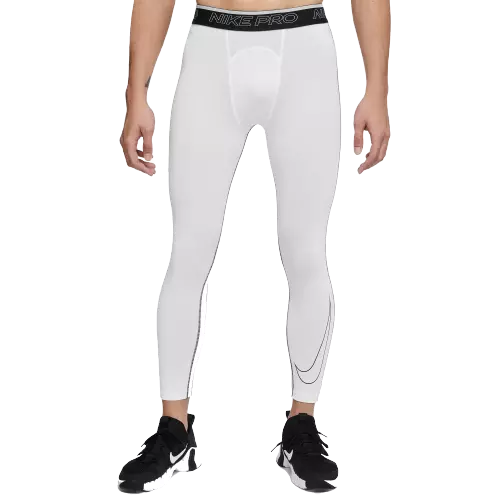Nike Men's Pro Dri-FIT 3/4 White Leggings - Hibbett