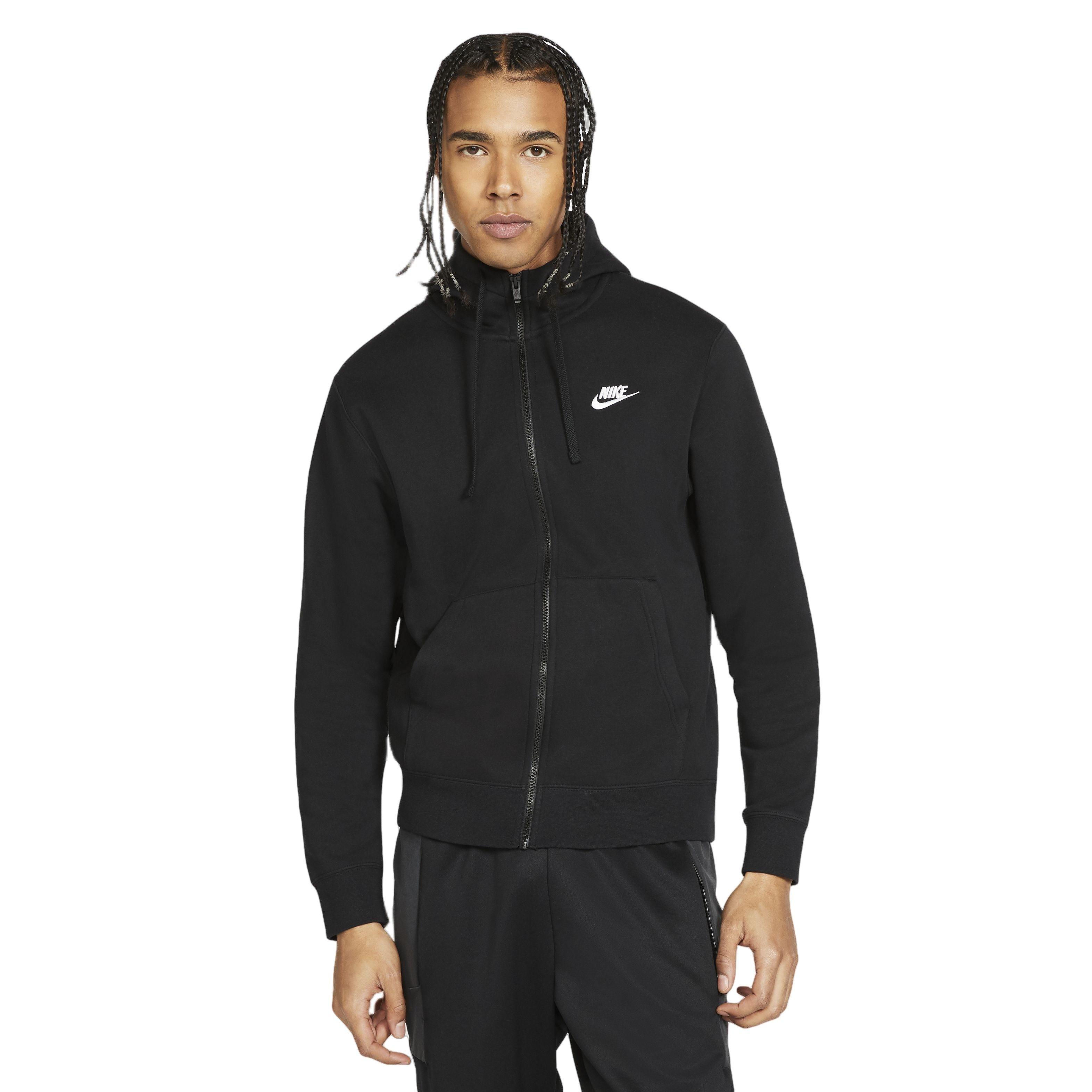 Nike Men's Sportswear Club Fleece Full-Zip Hoodie - Black/Black/White - L