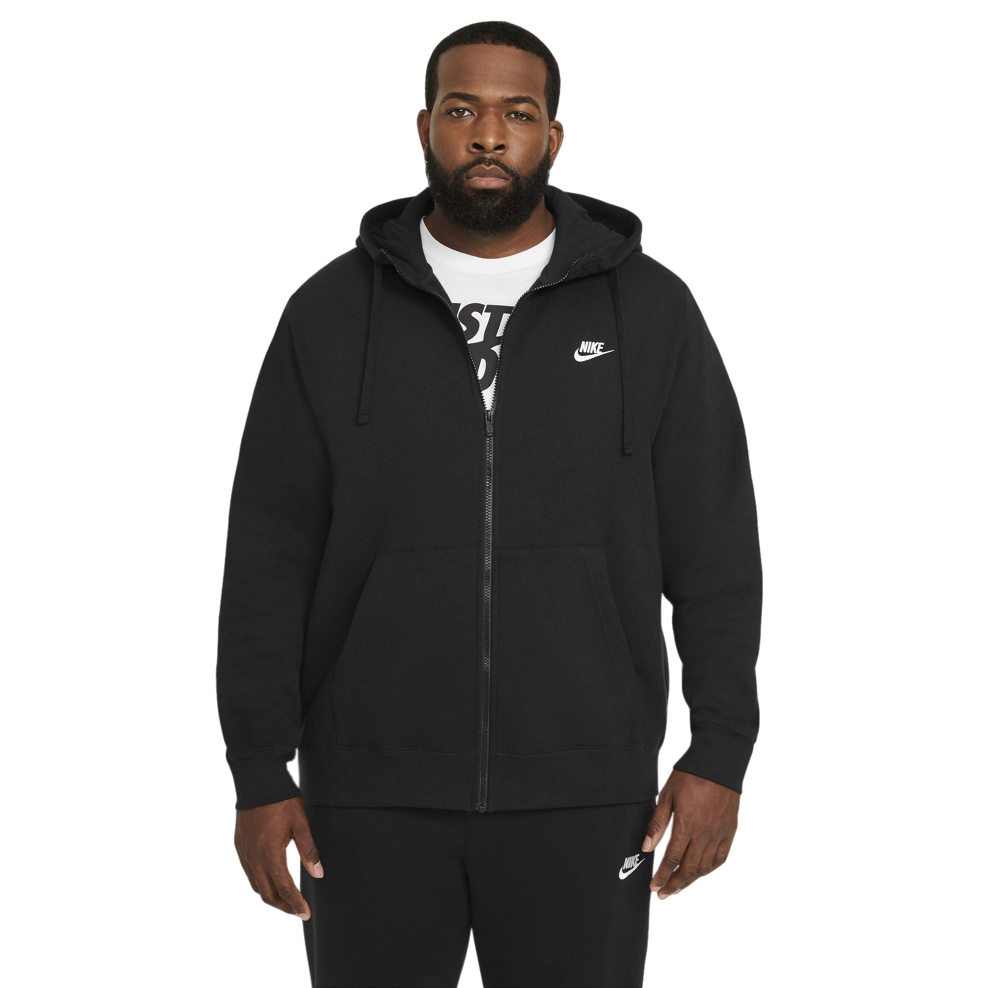Nike Men's Big & Tall Sportswear Club Fleece Full-Zip Hoodie - BLACK Thumbnail View 7