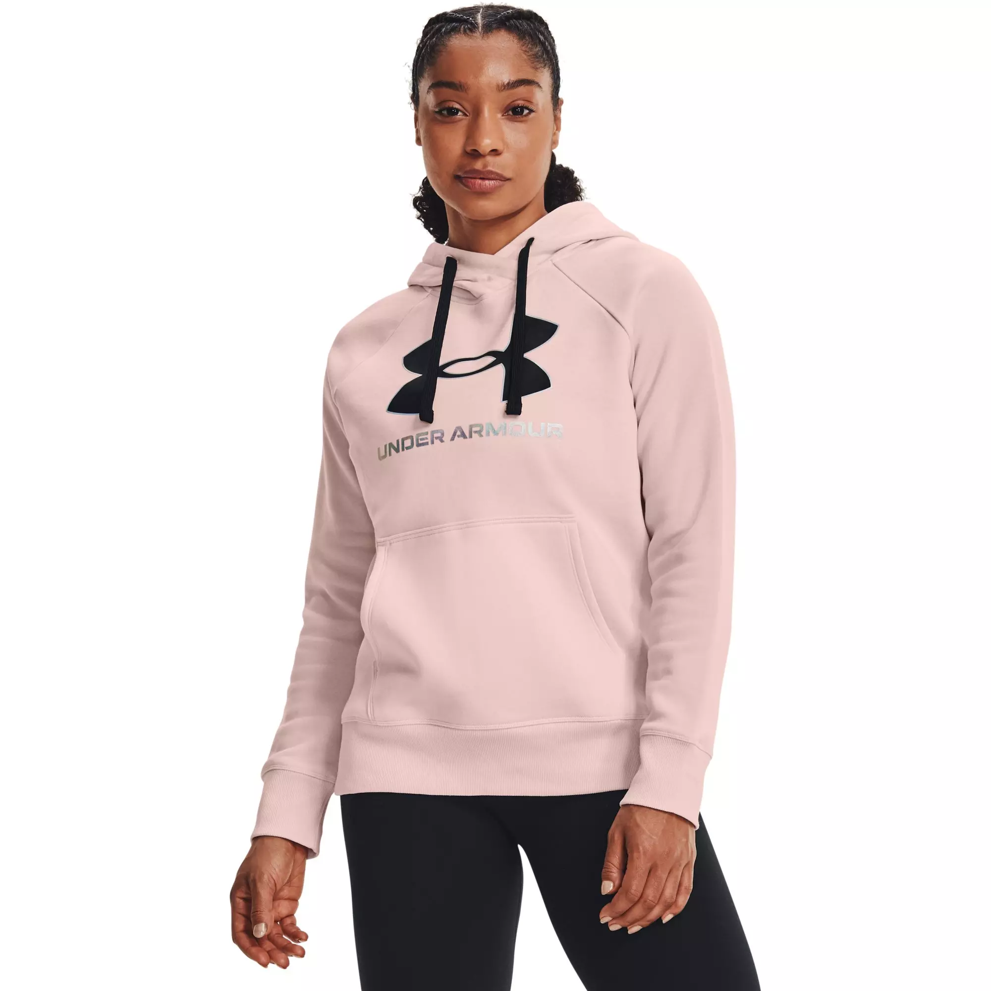 Under Armour womens Rival Fleece Hoodie, (001) Black / / White, X-Small at   Women's Clothing store