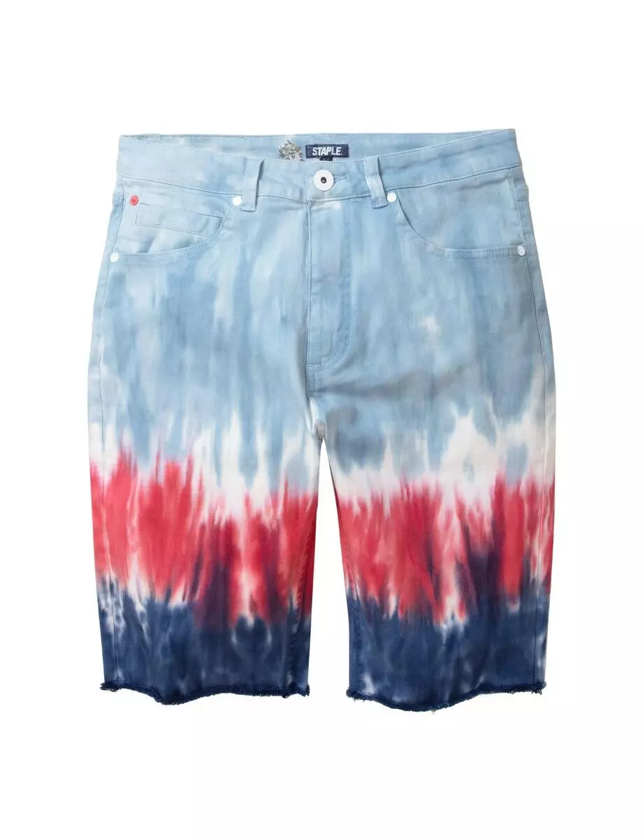 Staple Men's Tie Dye Denim Short - BLUE