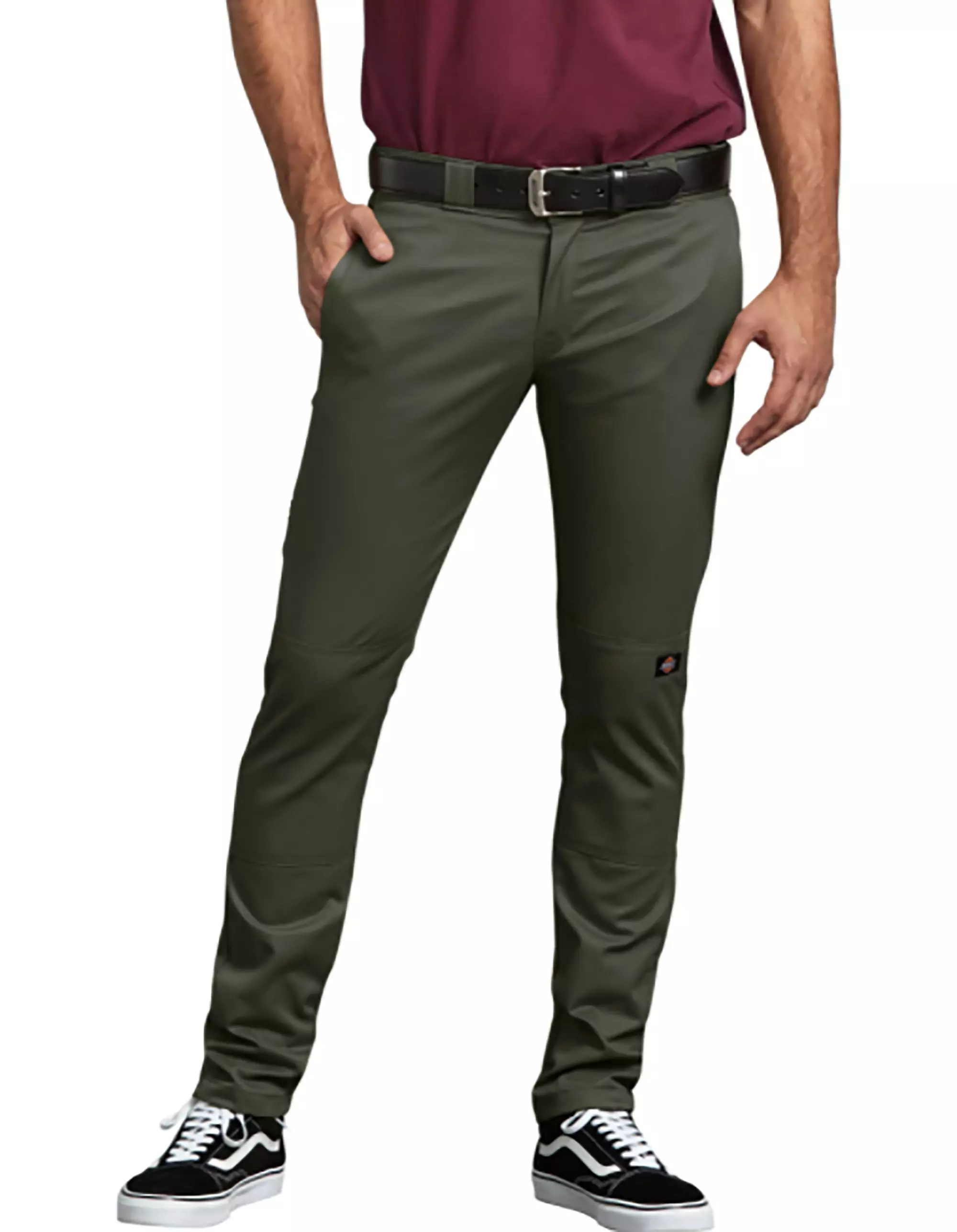 Dickies Men's FLEX Skinny Straight Fit Double Knee "Olive Green" Work Pants - OLIVE