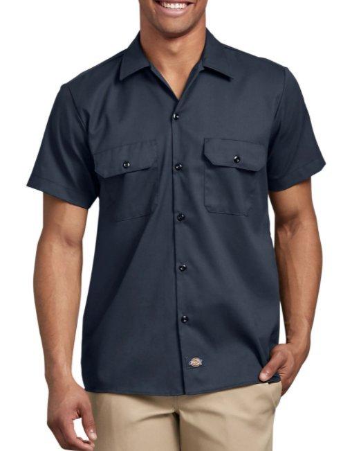 Dickies Men's Black Short Sleeve Slim Fit Flex Twill Work Shirt