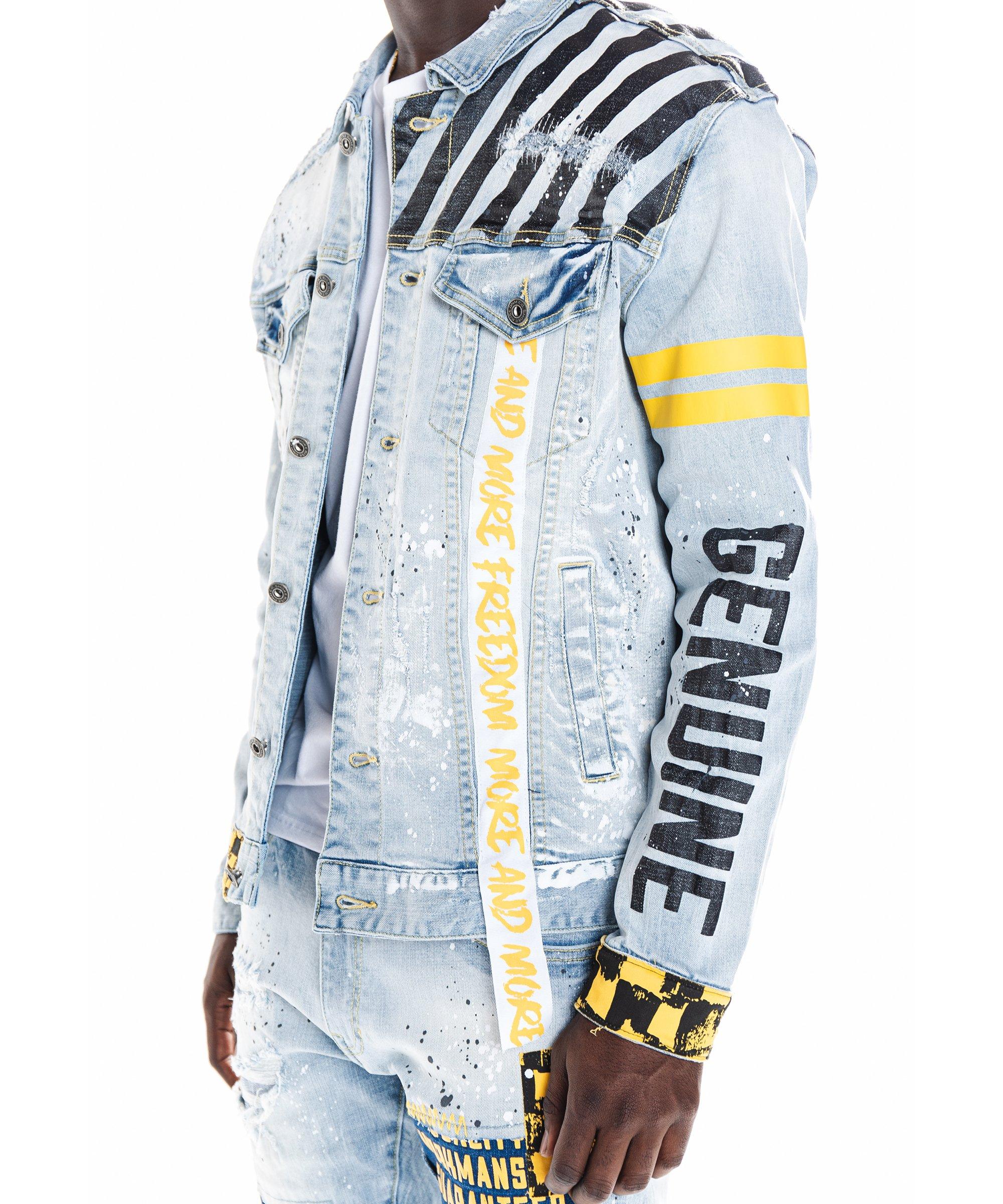 Off white denim store jacket yellow tape