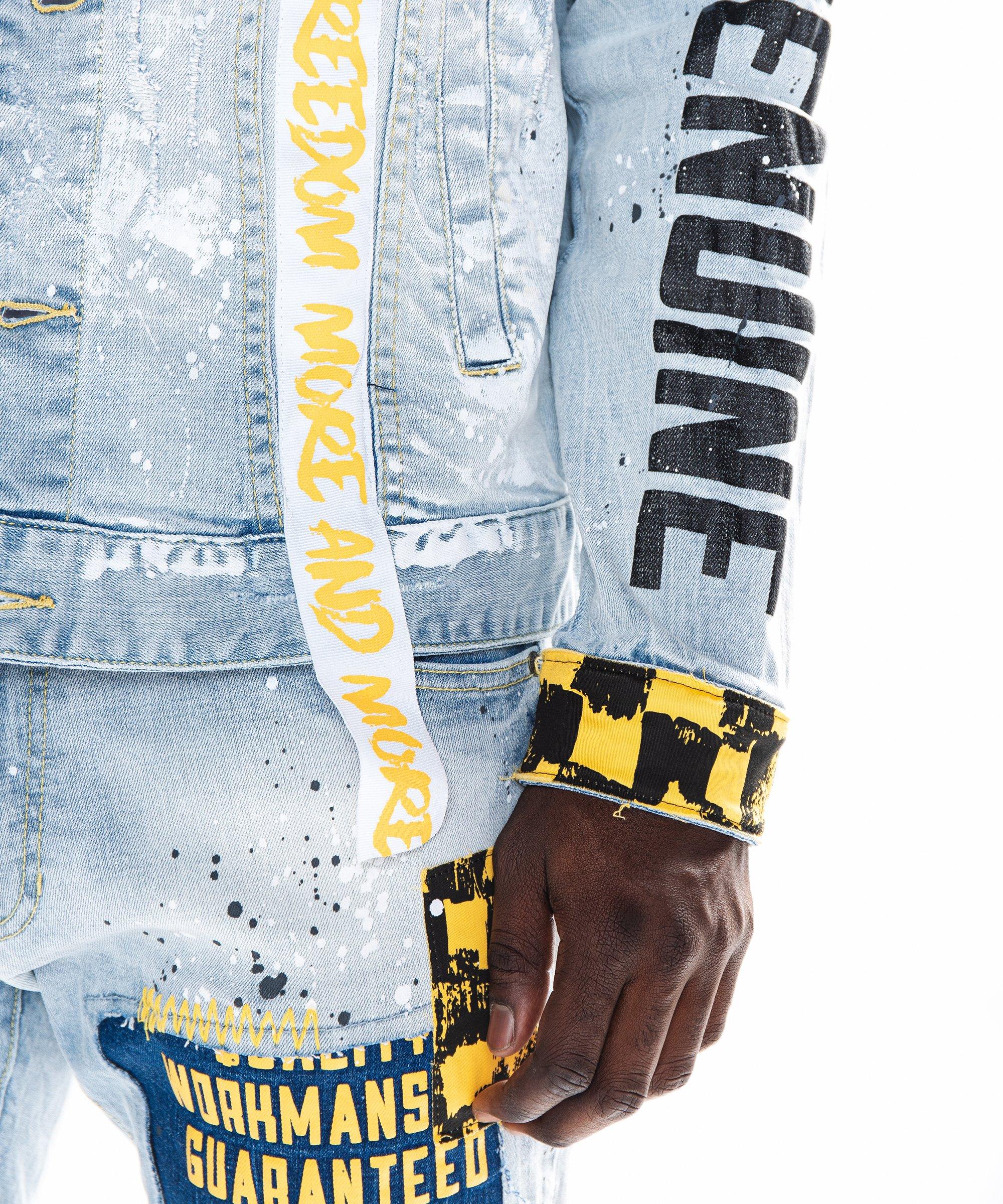 Off white denim discount jacket yellow tape