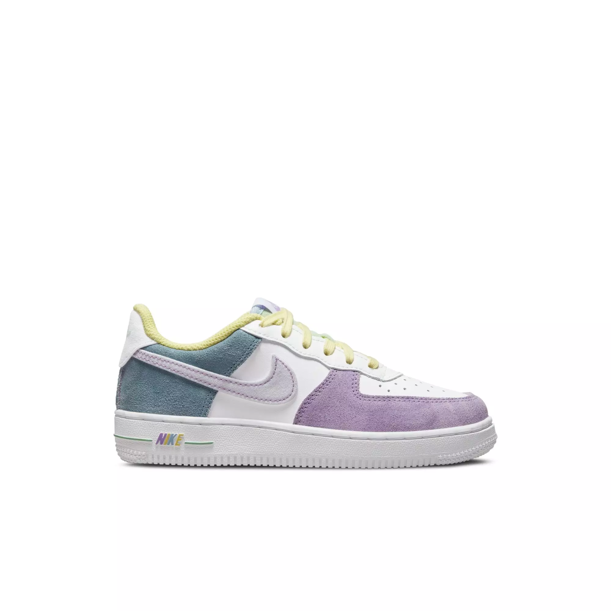 Nike Force 1 LV8 "White/Zitron/Cucumber Calm" Preschool Kid's Shoe - WHITE/MULTI