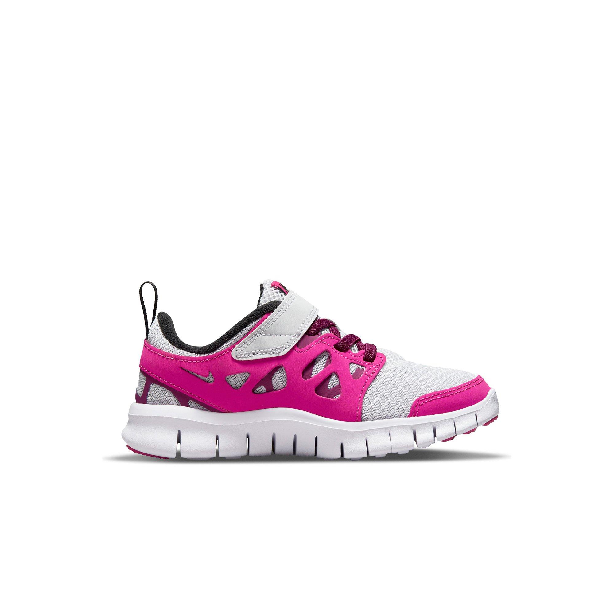 Nike Free Run 2 "Pure Platinum/Black/Pink Prime/Sangria" Preschool Girls' Shoe - | City Gear