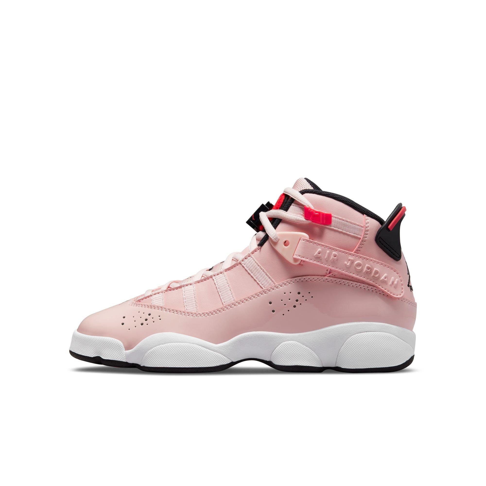 Jordan 6 Rings "Atmosphere/Infrared 23/Black/White" Grade School Girls' Shoe - PINK/BLACK Thumbnail View 3