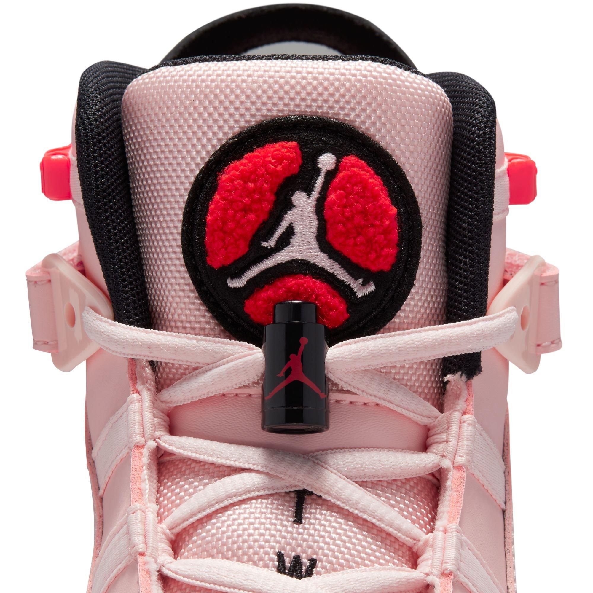 Jordan 6 Rings "Atmosphere/Infrared 23/Black/White" Grade School Girls' Shoe - PINK/BLACK Thumbnail View 12