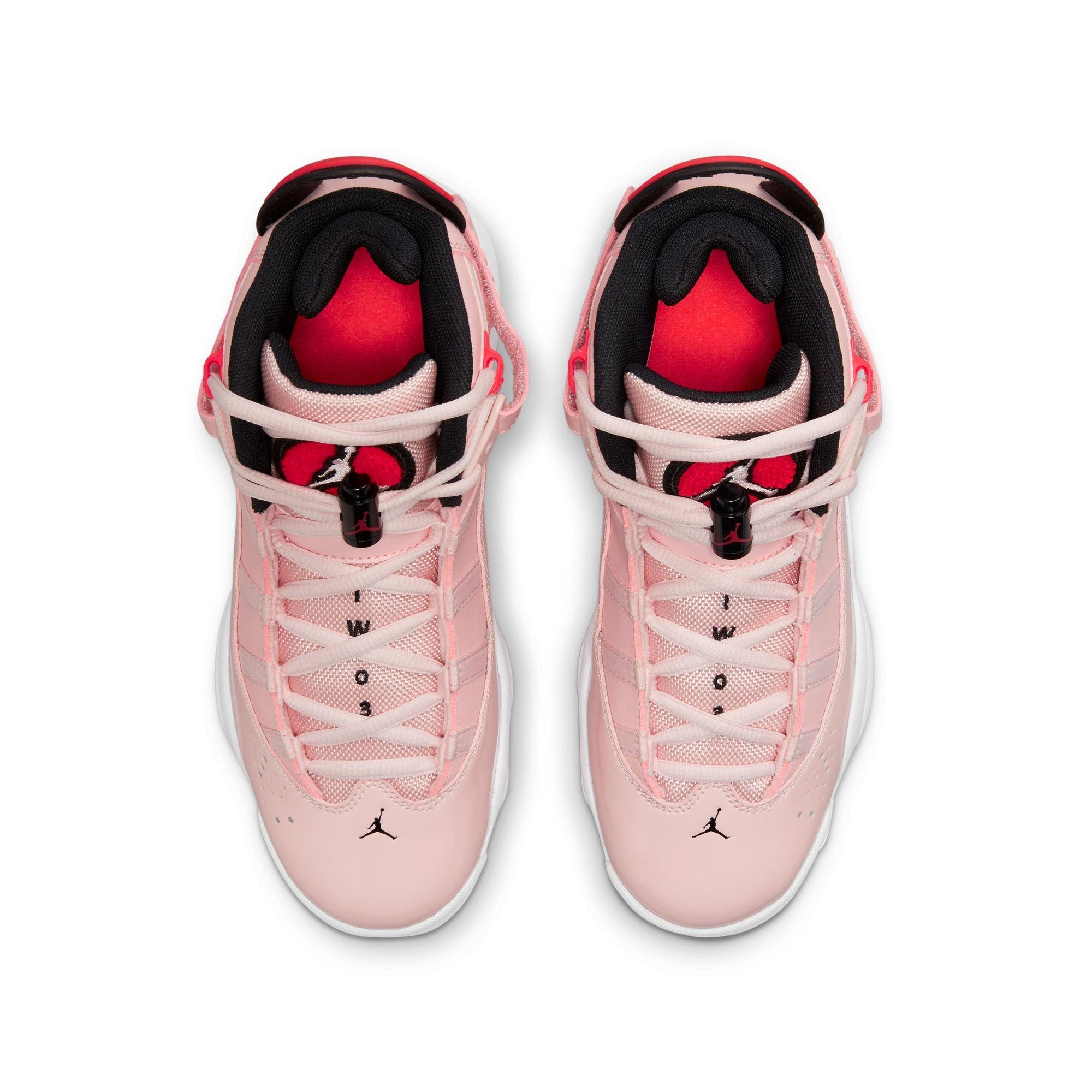 Jordan 6 Rings "Atmosphere/Infrared 23/Black/White" Grade School Girls' Shoe - PINK/BLACK Thumbnail View 6