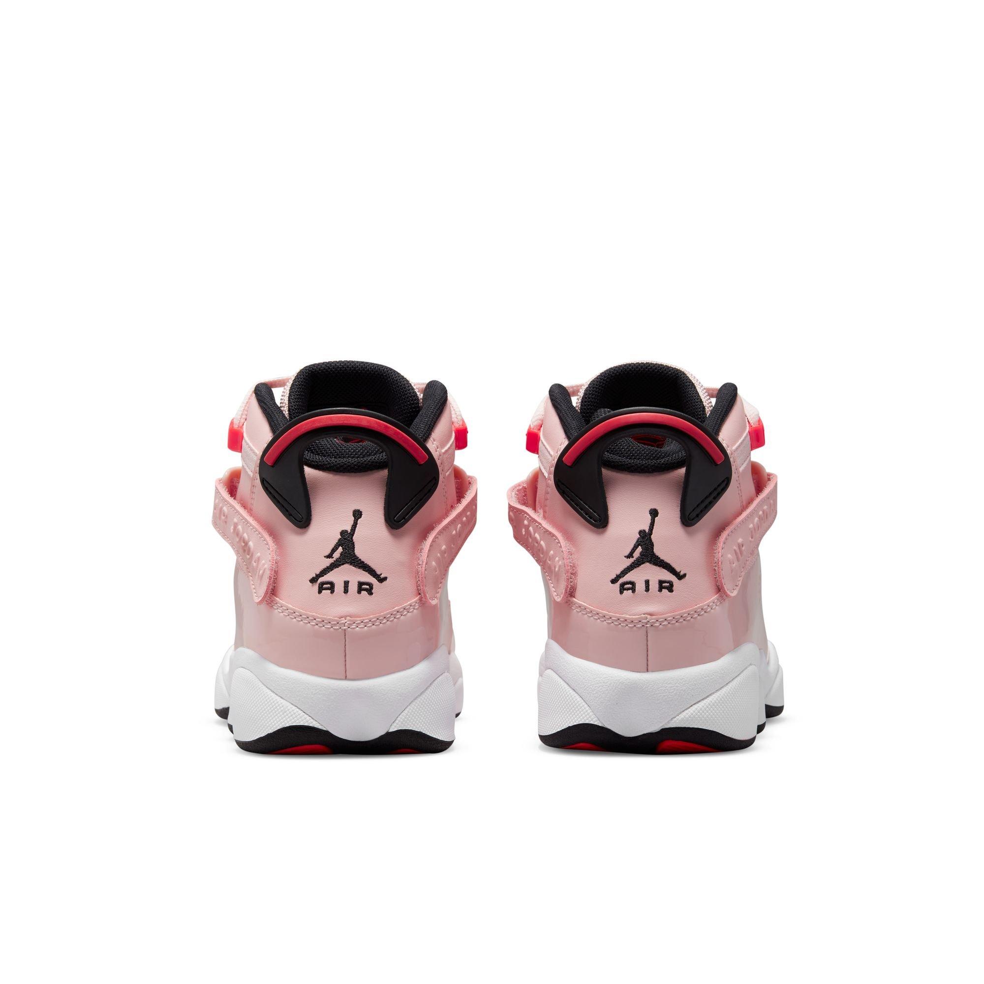 Jordan 6 Rings "Atmosphere/Infrared 23/Black/White" Grade School Girls' Shoe - PINK/BLACK Thumbnail View 7