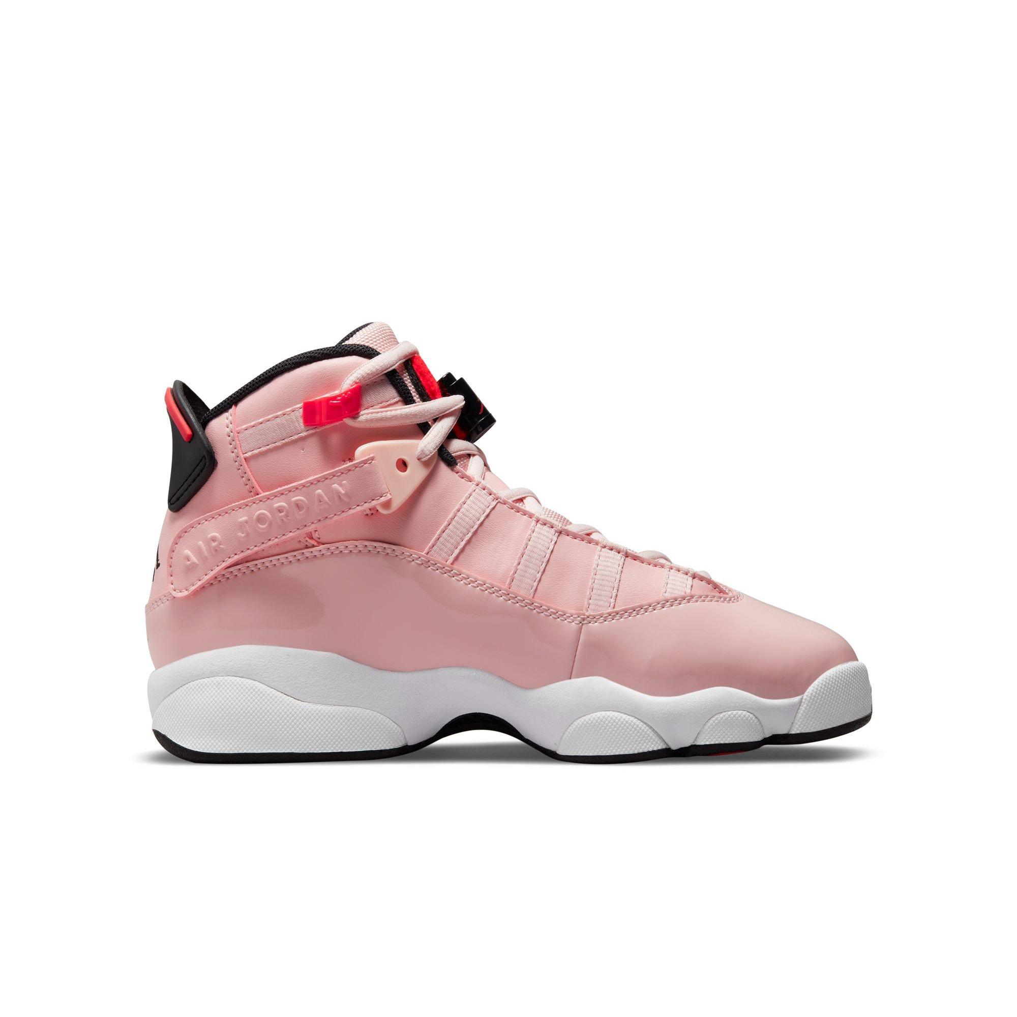 Jordan 6 Rings "Atmosphere/Infrared 23/Black/White" Grade School Girls' Shoe - PINK/BLACK Thumbnail View 2