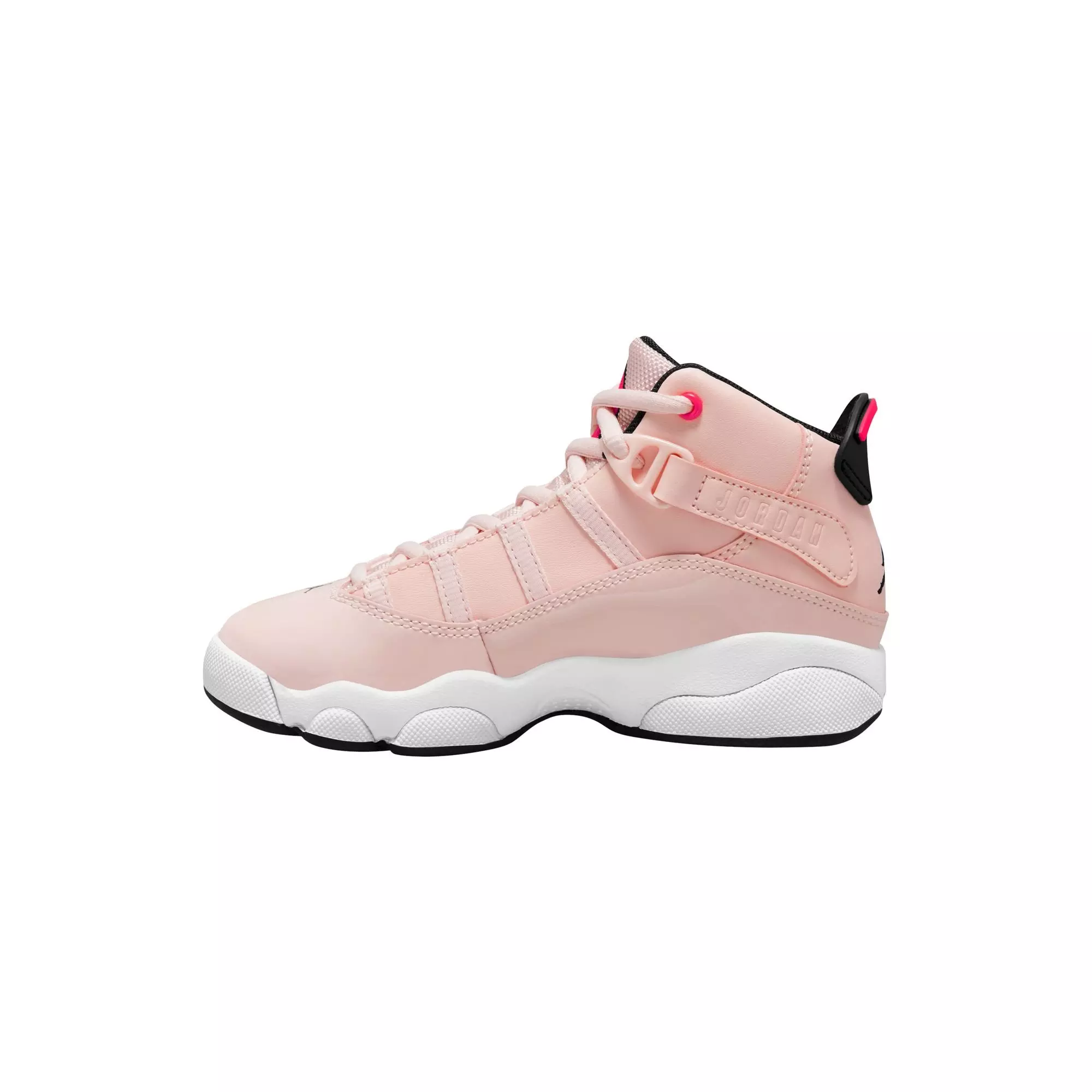 Jordan 6 Rings "Atmosphere/Infrared 23/Black/White" Preschool Girls' Shoe - PINK/BLACK