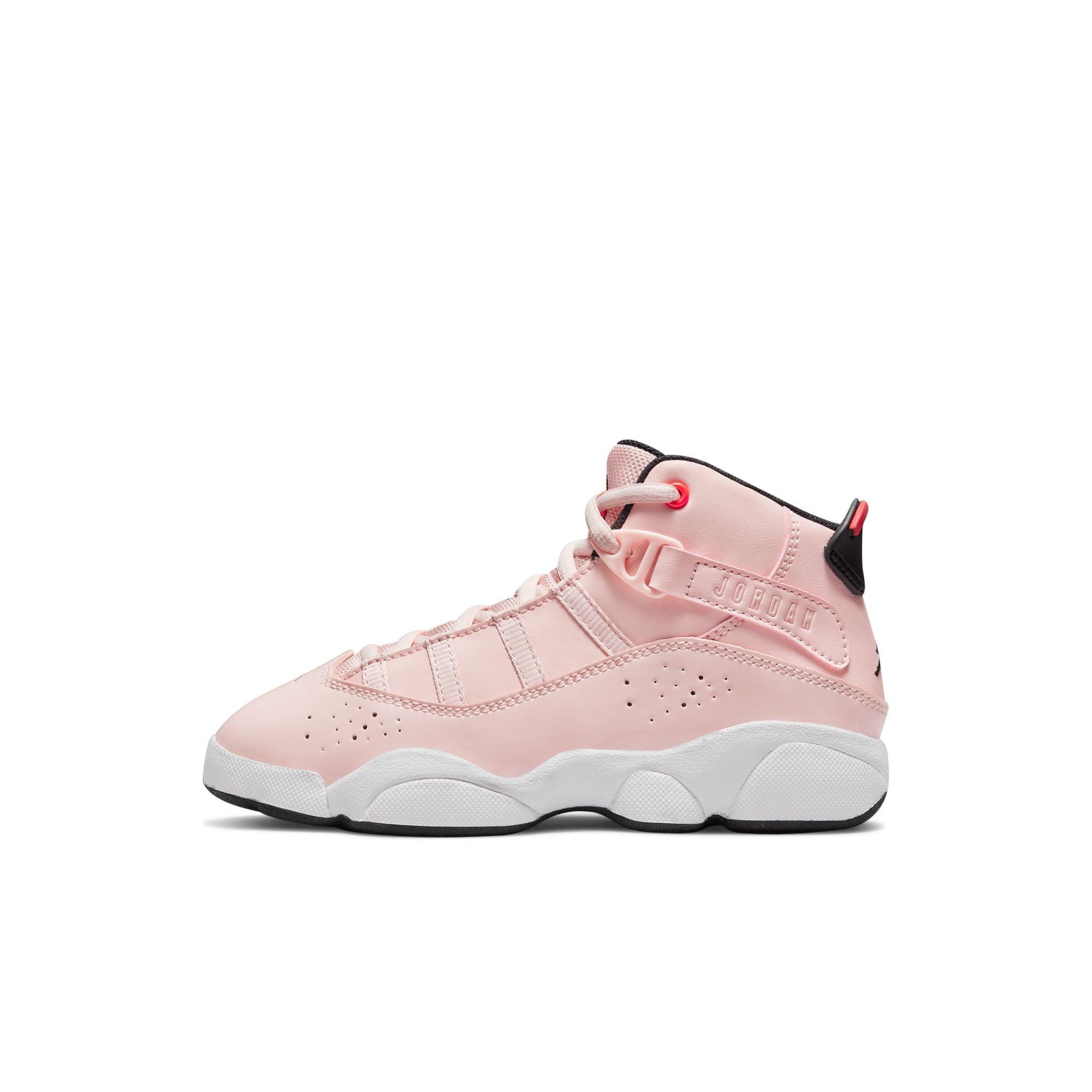 Jordan 6 Rings "Atmosphere/Infrared 23/Black/White" Preschool Girls' Shoe - PINK/BLACK Thumbnail View 4