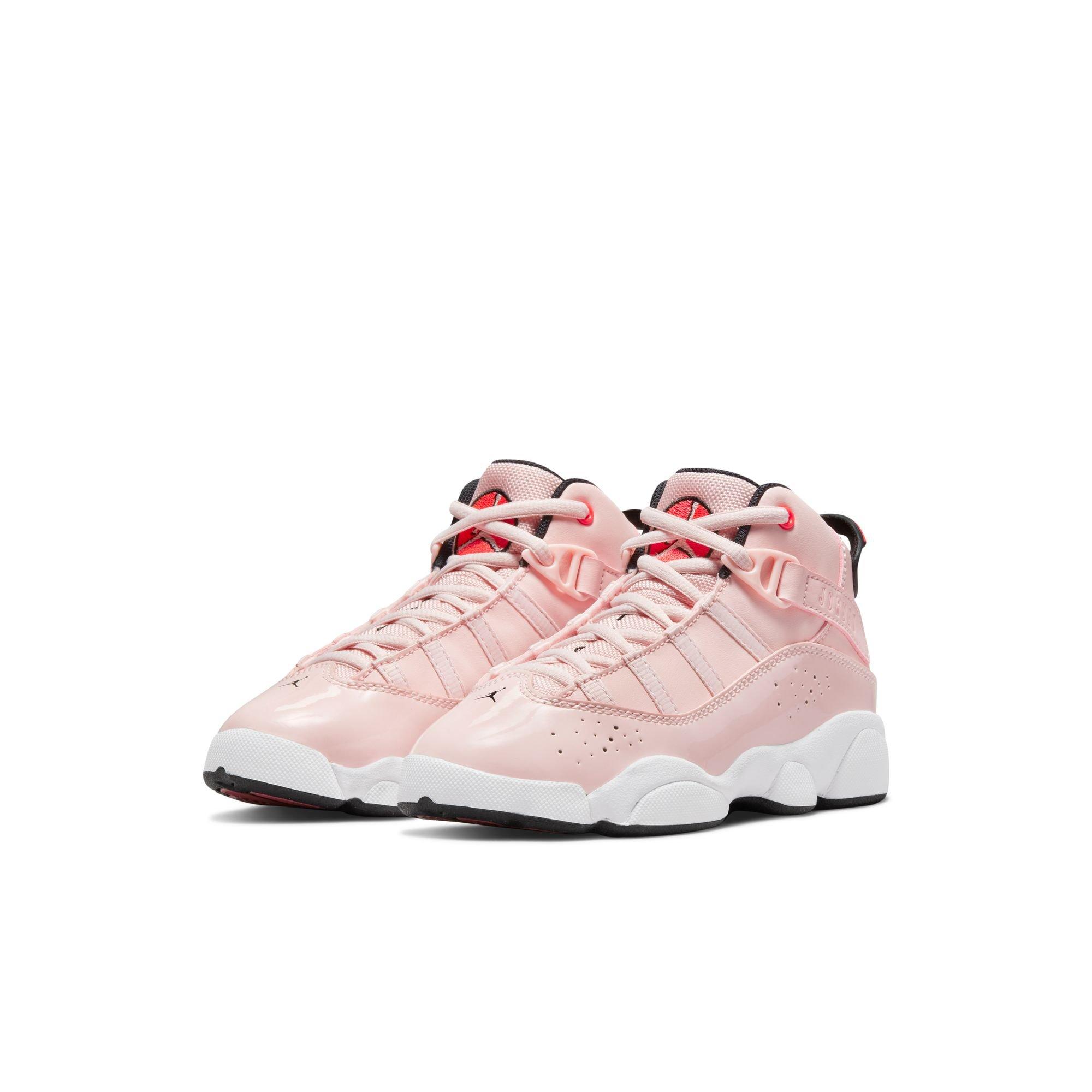 Jordan 6 Rings "Atmosphere/Infrared 23/Black/White" Preschool Girls' Shoe - PINK/BLACK Thumbnail View 5
