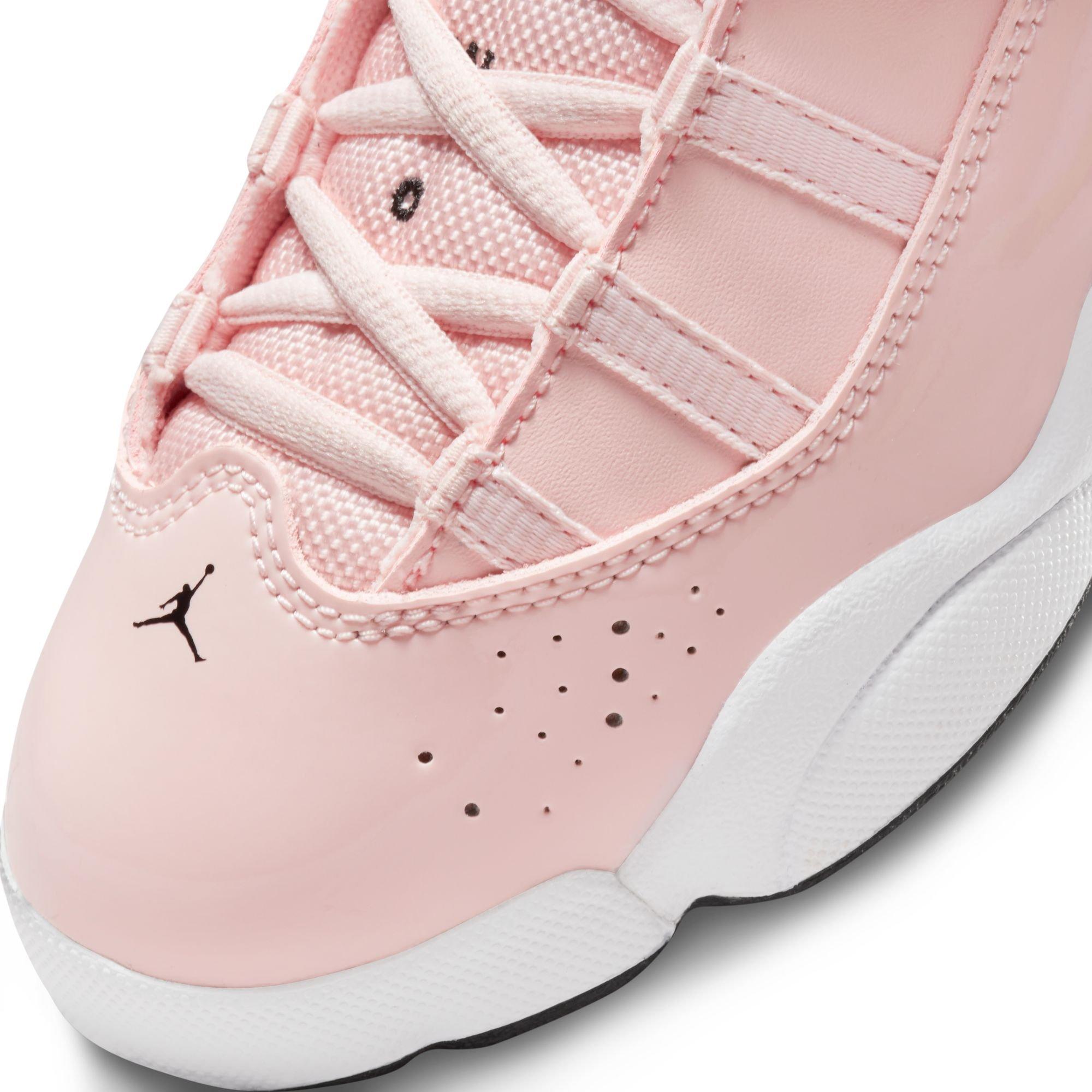 Jordan 6 Rings "Atmosphere/Infrared 23/Black/White" Preschool Girls' Shoe - PINK/BLACK Thumbnail View 9