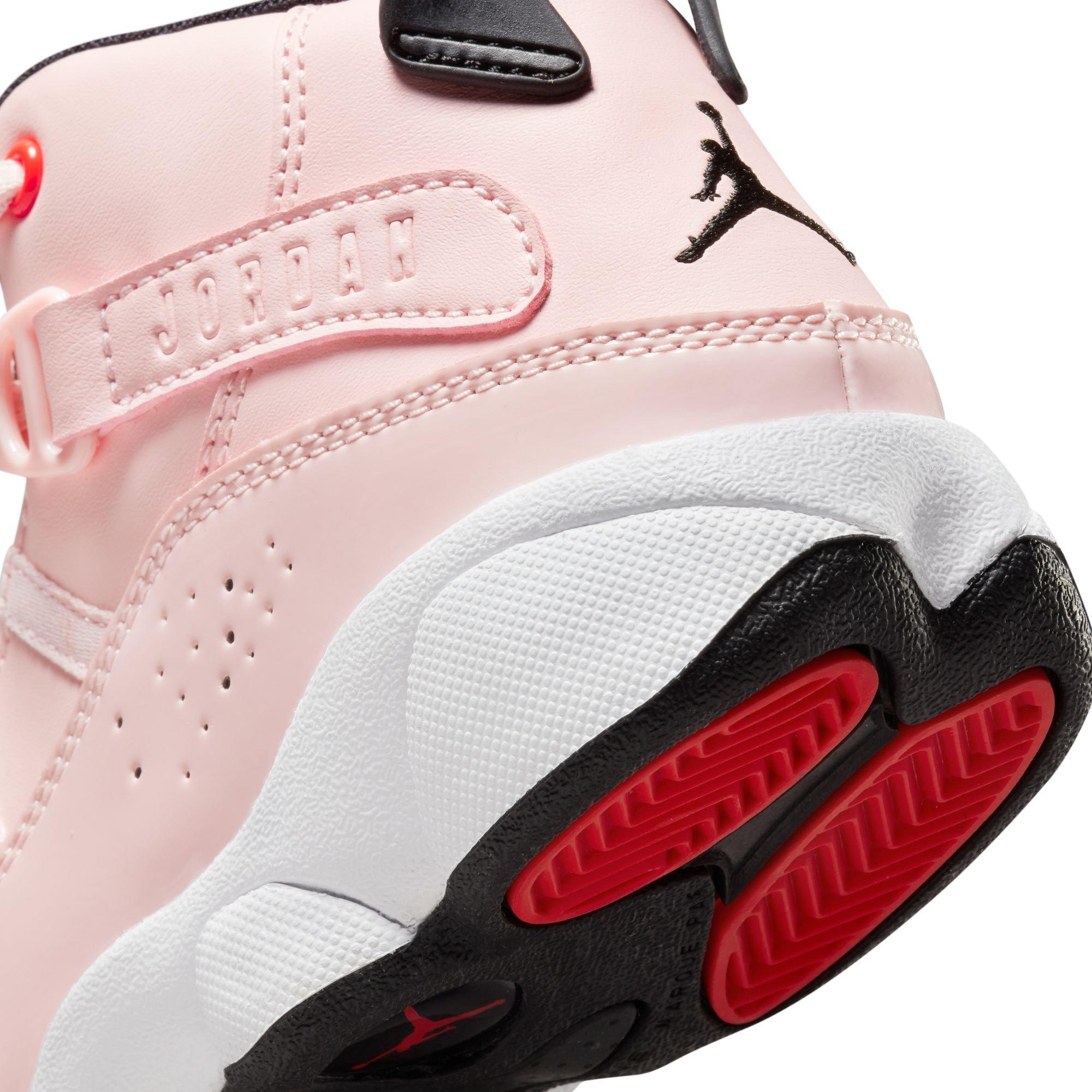 Jordan 6 Rings "Atmosphere/Infrared 23/Black/White" Preschool Girls' Shoe - PINK/BLACK Thumbnail View 10
