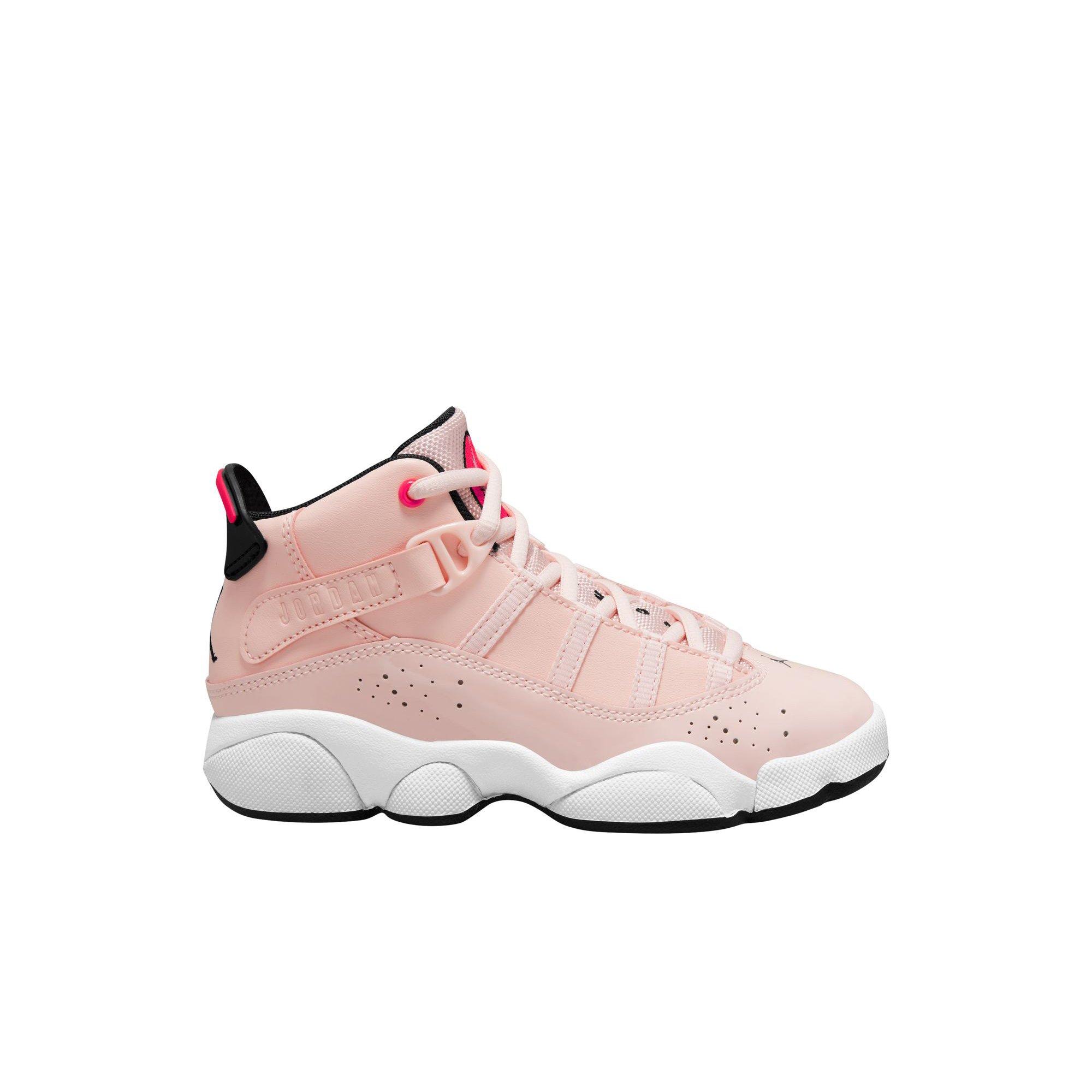 Jordan 6 Rings "Atmosphere/Infrared 23/Black/White" Preschool Girls' Shoe - PINK/BLACK Thumbnail View 1