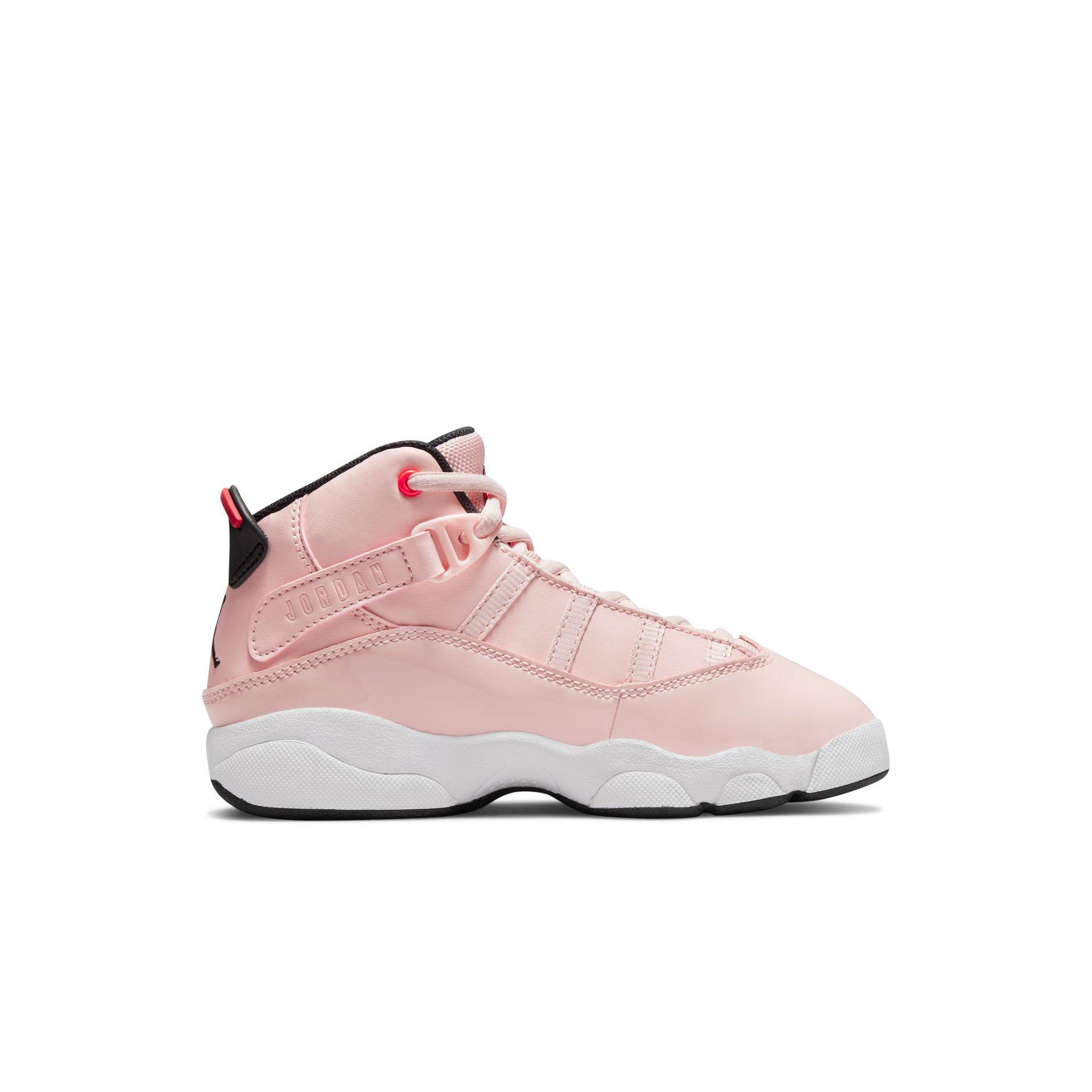 Jordan 6 Rings "Atmosphere/Infrared 23/Black/White" Preschool Girls' Shoe - PINK/BLACK Thumbnail View 2