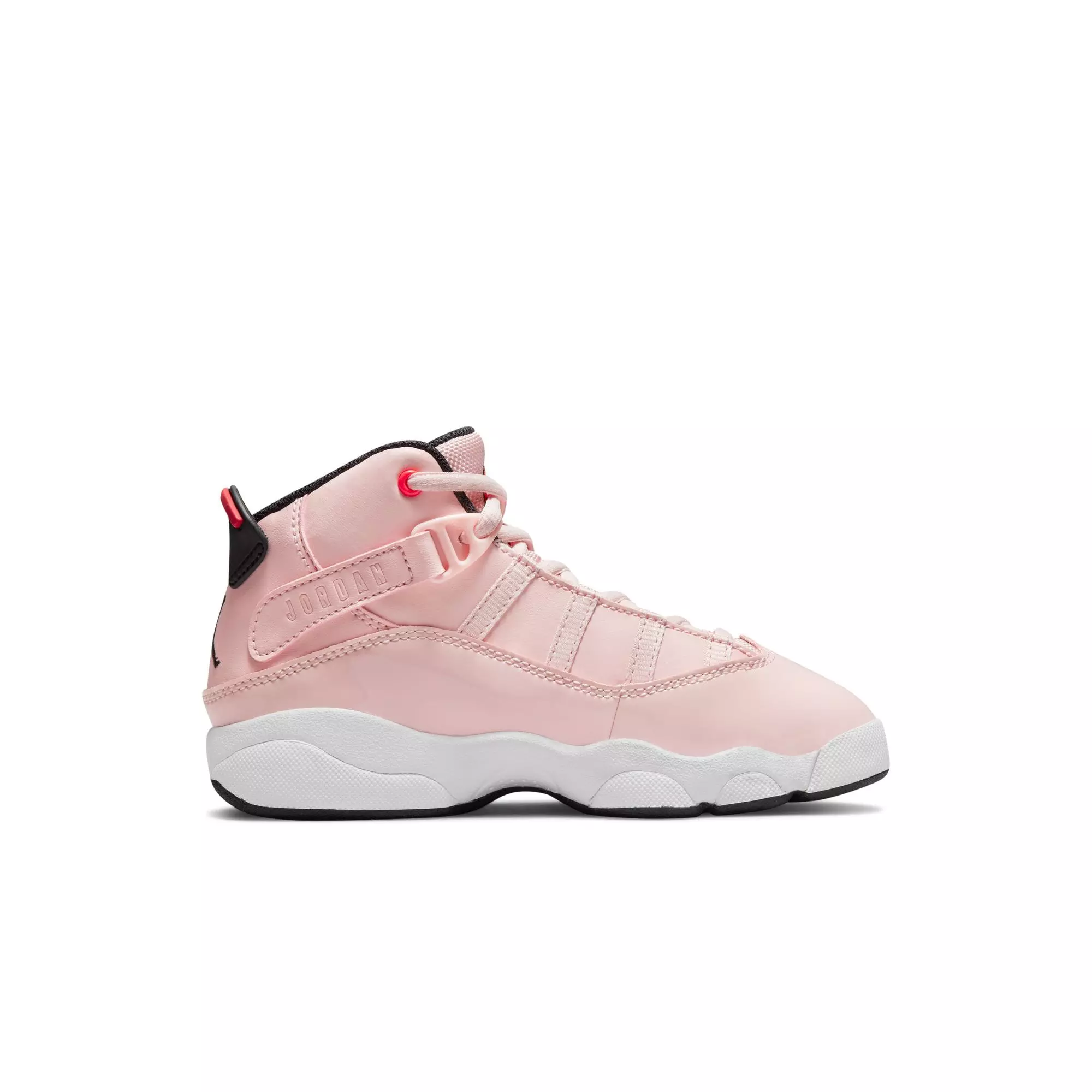 Jordan 6 Rings "Atmosphere/Infrared 23/Black/White" Preschool Girls' Shoe - PINK/BLACK