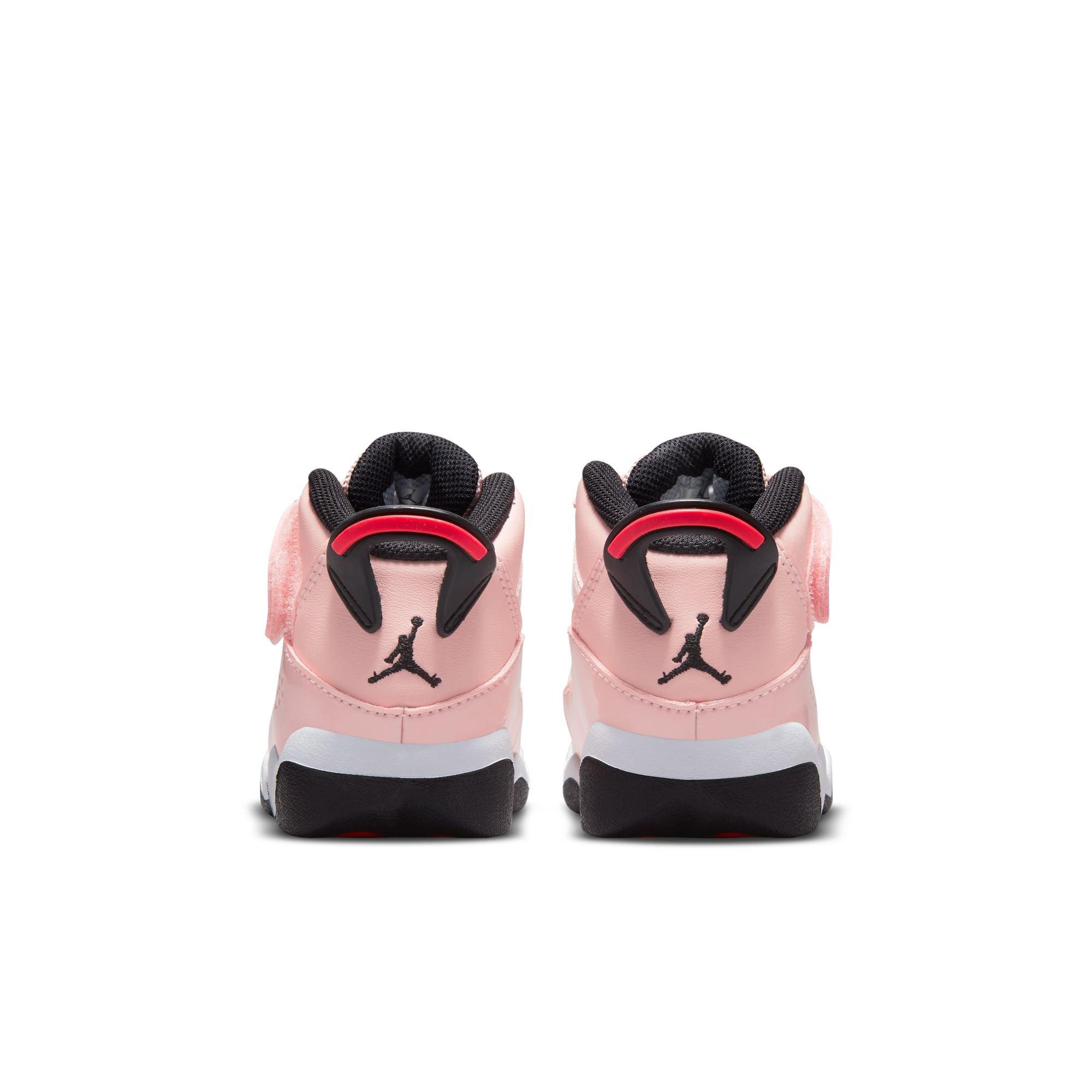 Jordan 6 Rings "Atmosphere/Infrared 23/Black/White" Toddler Girls' Shoe - PINK/BLACK Thumbnail View 7