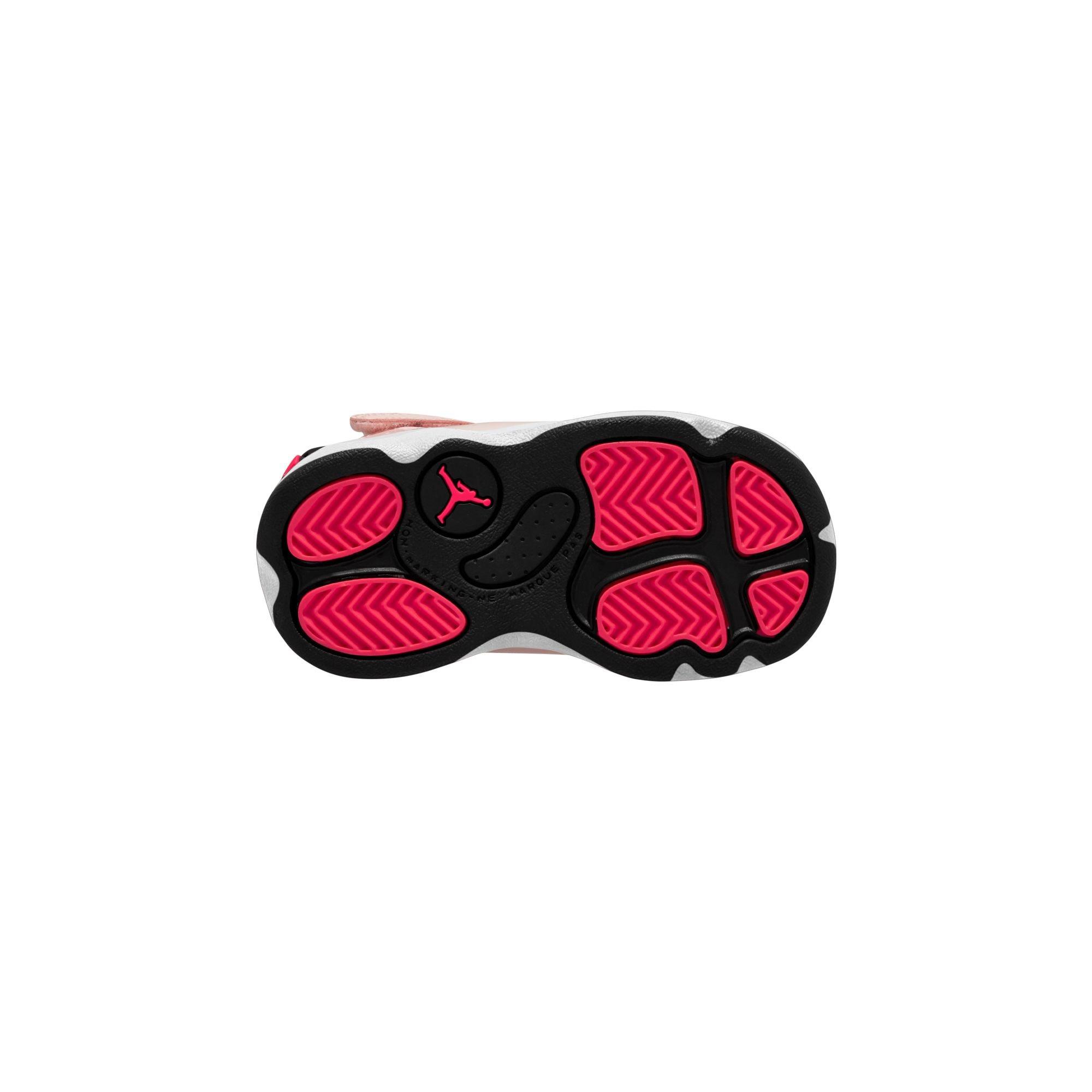 Jordan 6 Rings "Atmosphere/Infrared 23/Black/White" Toddler Girls' Shoe - PINK/BLACK Thumbnail View 8