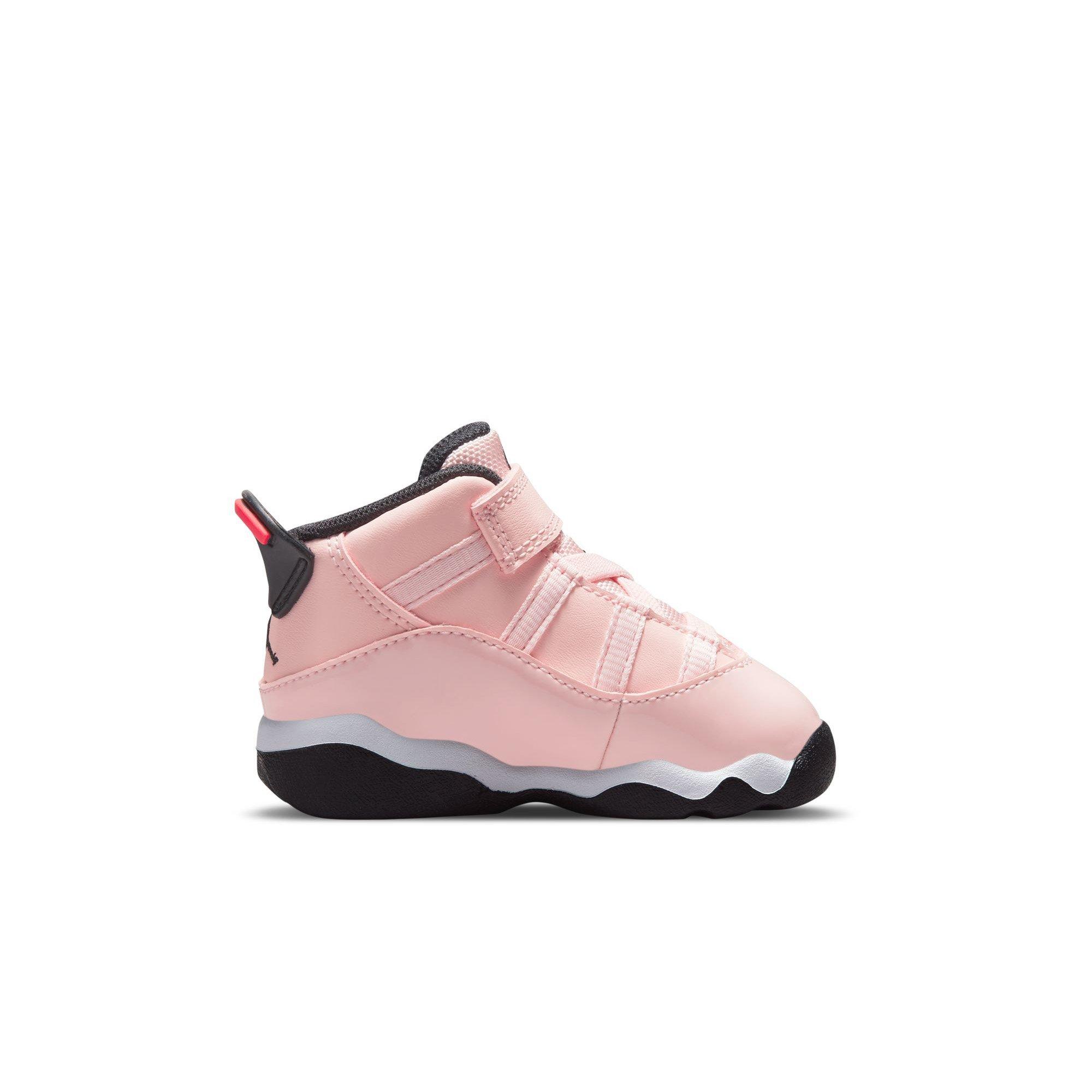 Jordan 6 Rings "Atmosphere/Infrared 23/Black/White" Toddler Girls' Shoe - PINK/BLACK Thumbnail View 2