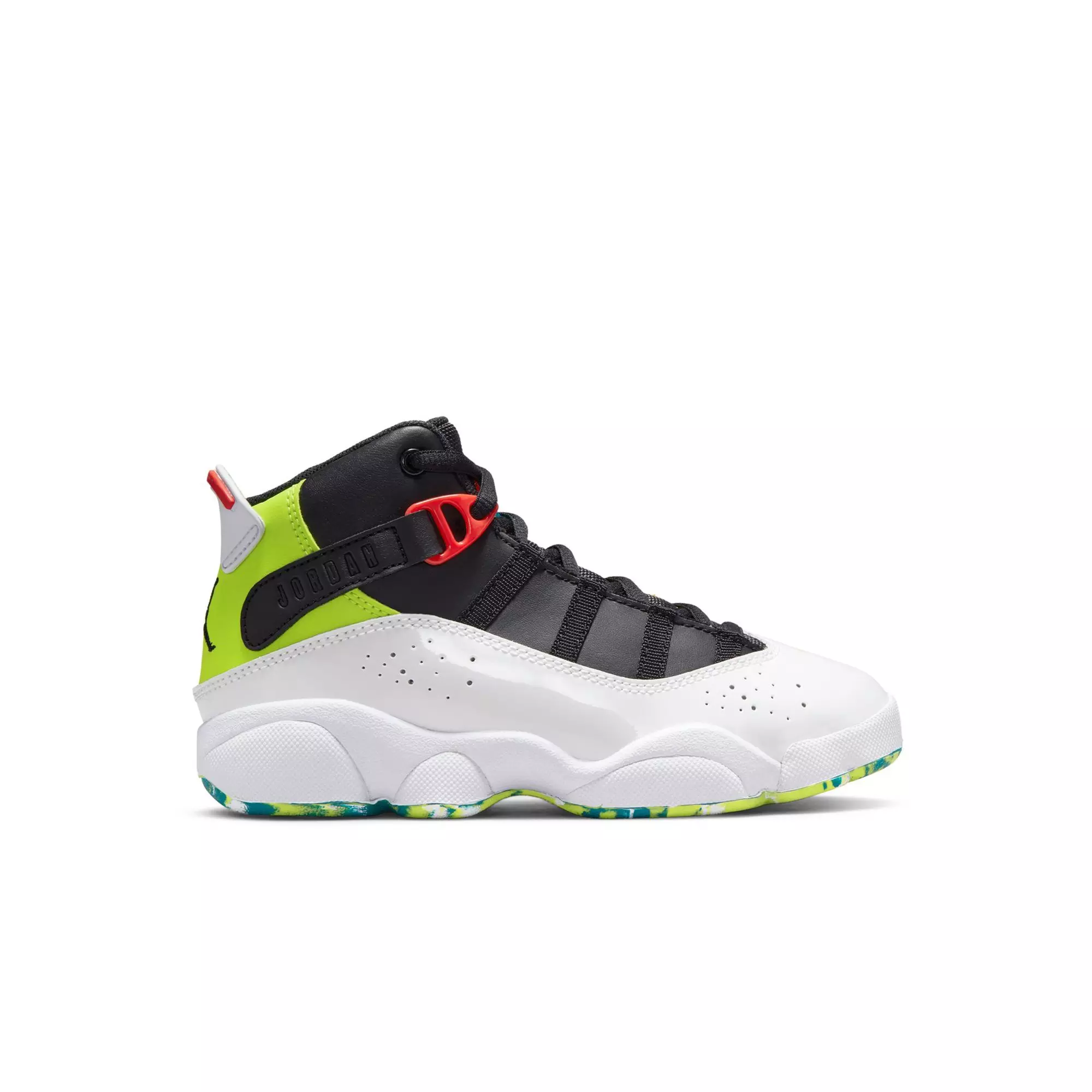 Jordan 6 Rings "Slime" Preschool Boys' Shoe - WHITE/GREEN/ORANGE