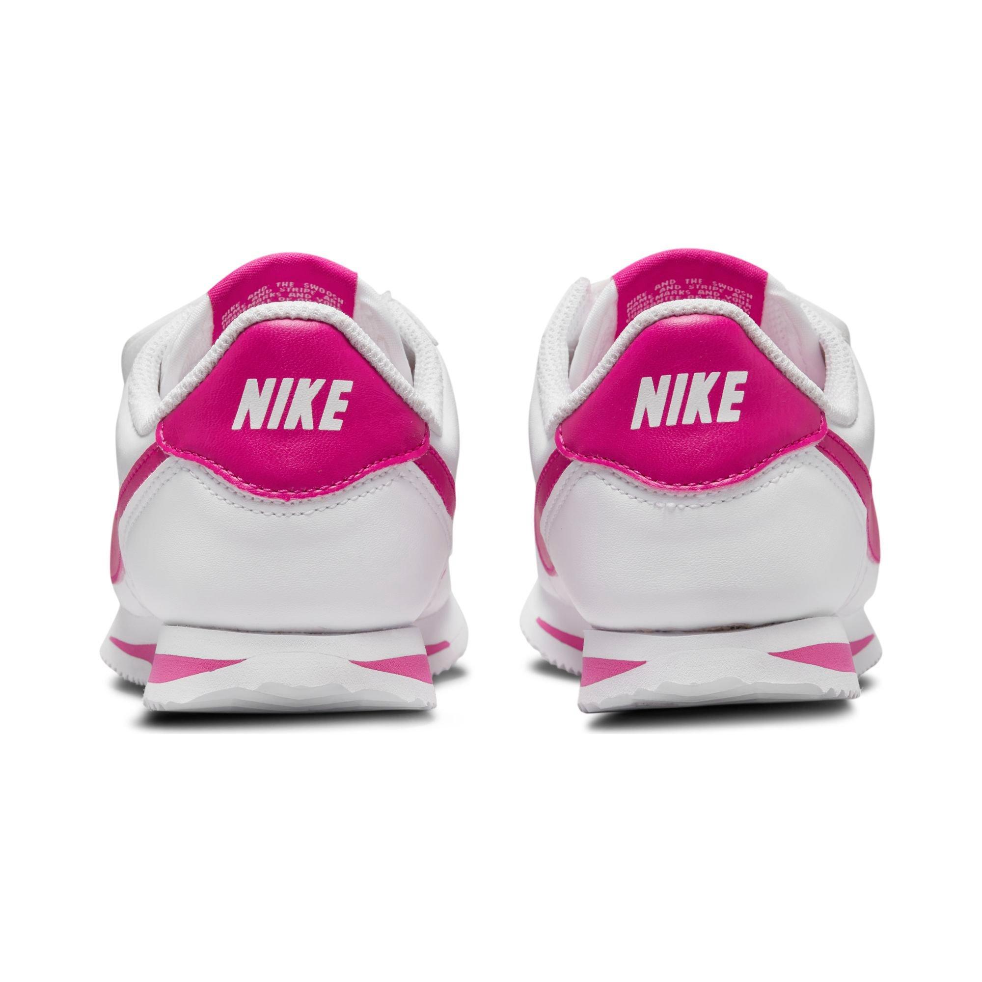 Nike Cortez Leather Jogging Shoes - White & Pink - Candy Drip Kush