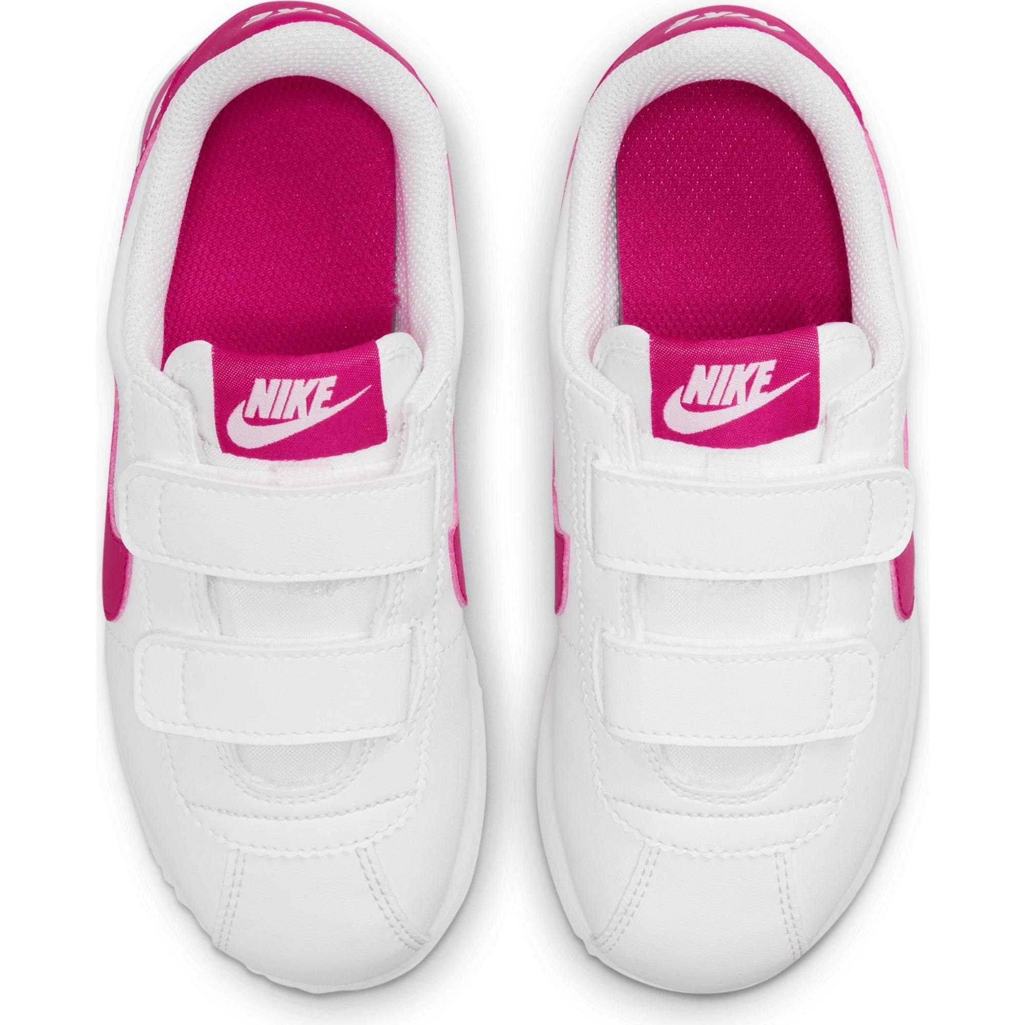 Nike Cortez Leather Jogging Shoes - White & Pink - Candy Drip Kush