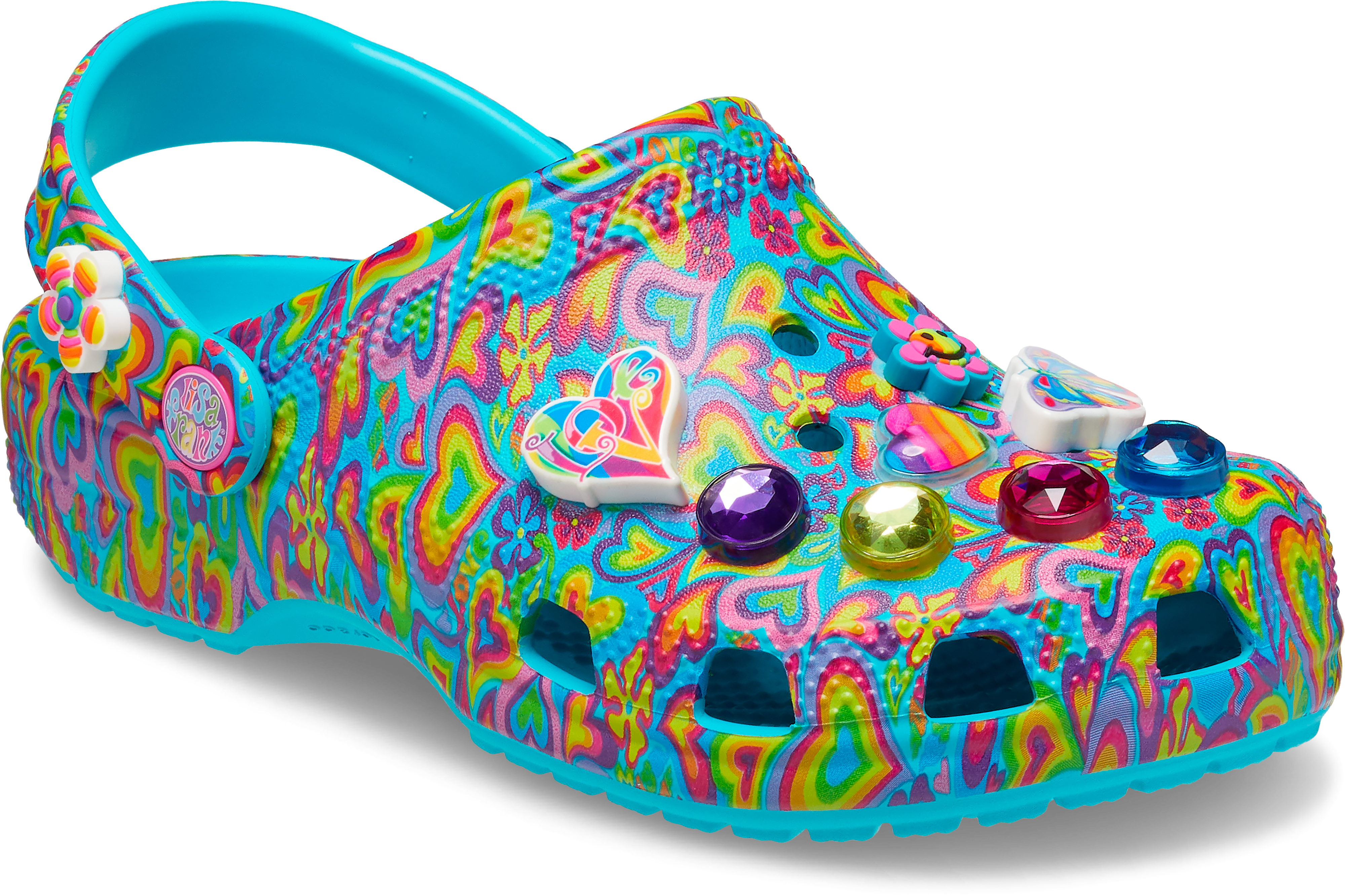 Crocs Classic "Lisa Frank" Preschool Girls' Clog - TEAL/ORANGE Thumbnail View 4