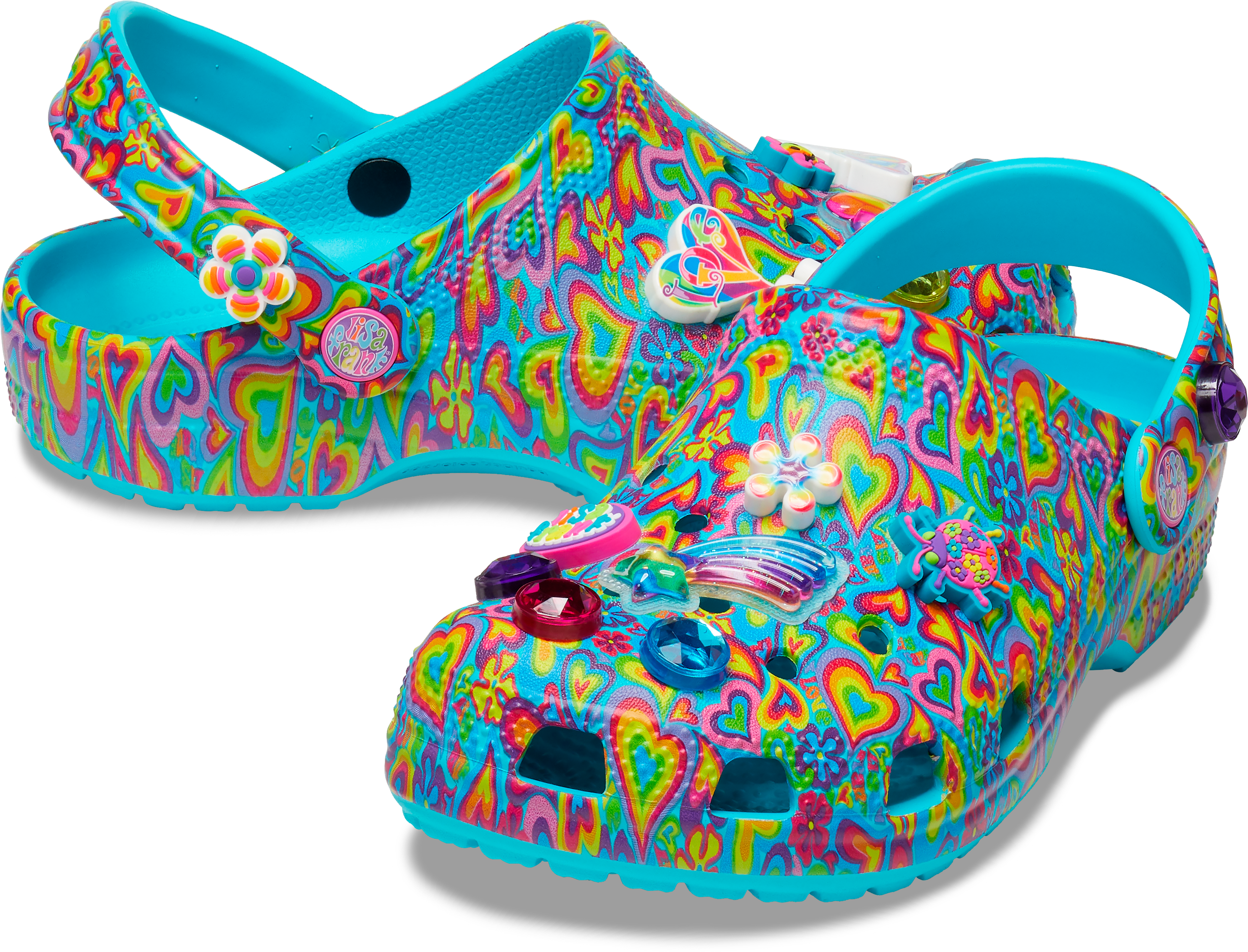Crocs Classic "Lisa Frank" Preschool Girls' Clog - TEAL/ORANGE Thumbnail View 5