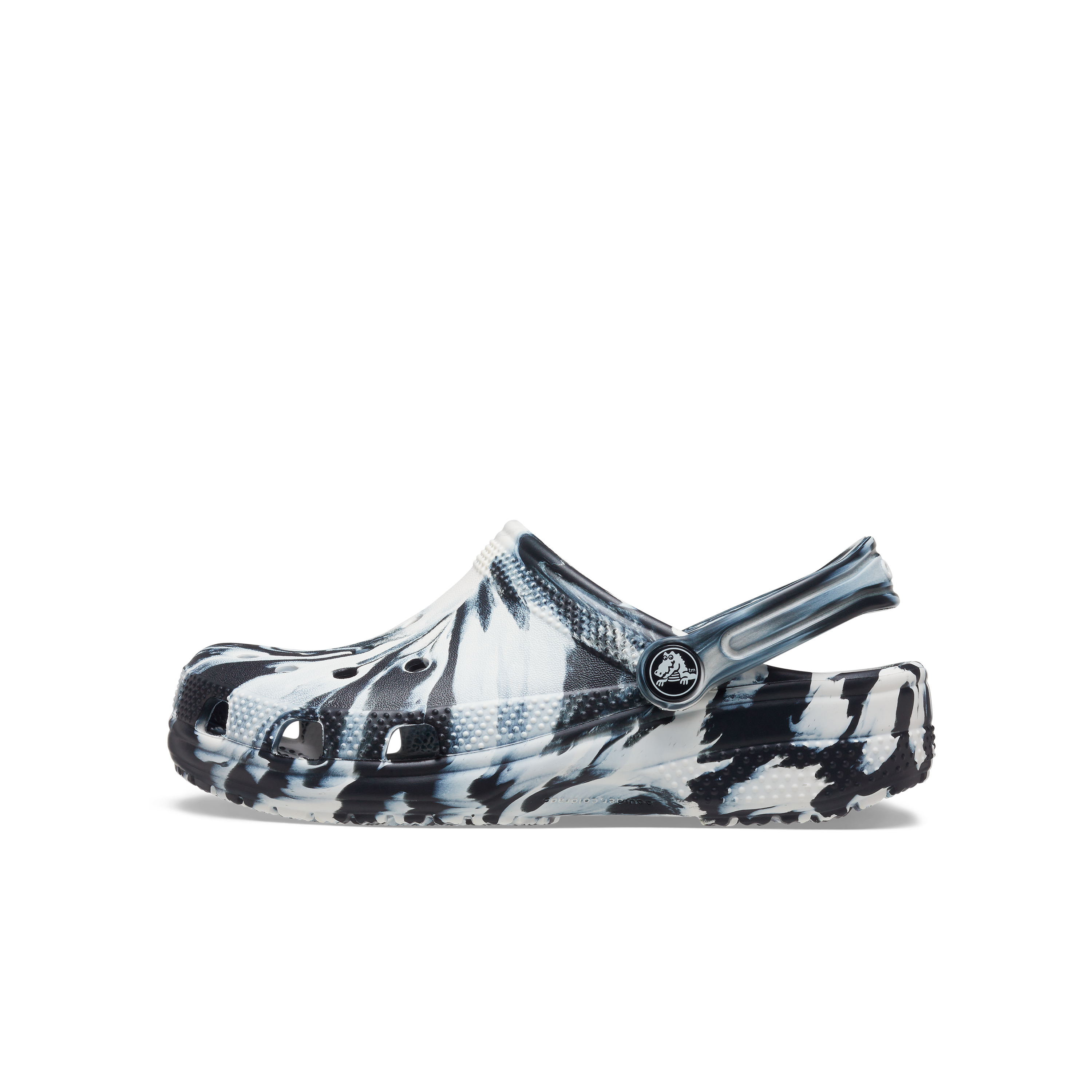 Crocs Classic Marbled "Black/White" Grade School Kids' Clog - BLACK/WHITE Thumbnail View 2