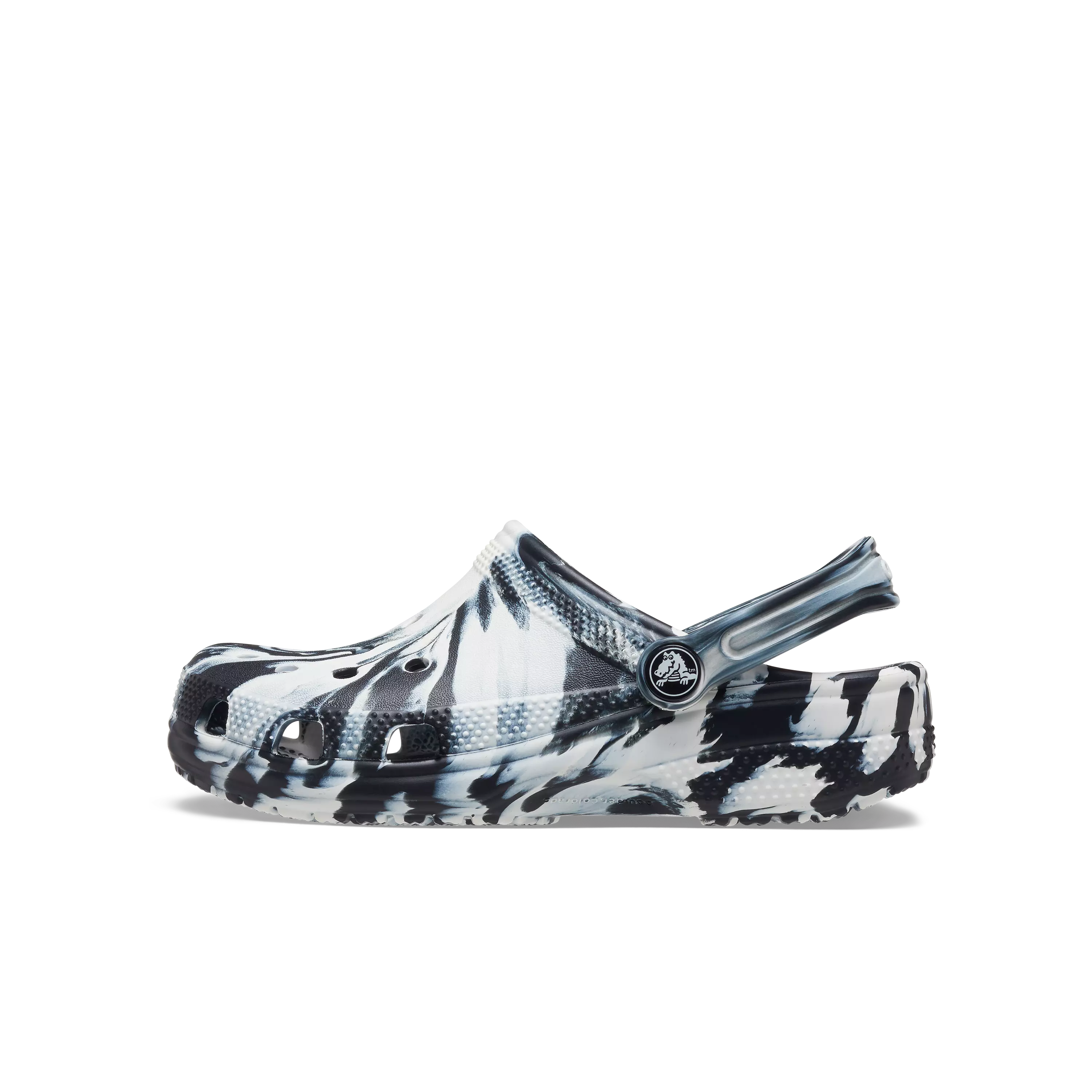 Crocs Classic Marbled "Black/White" Grade School Kids' Clog - BLACK/WHITE