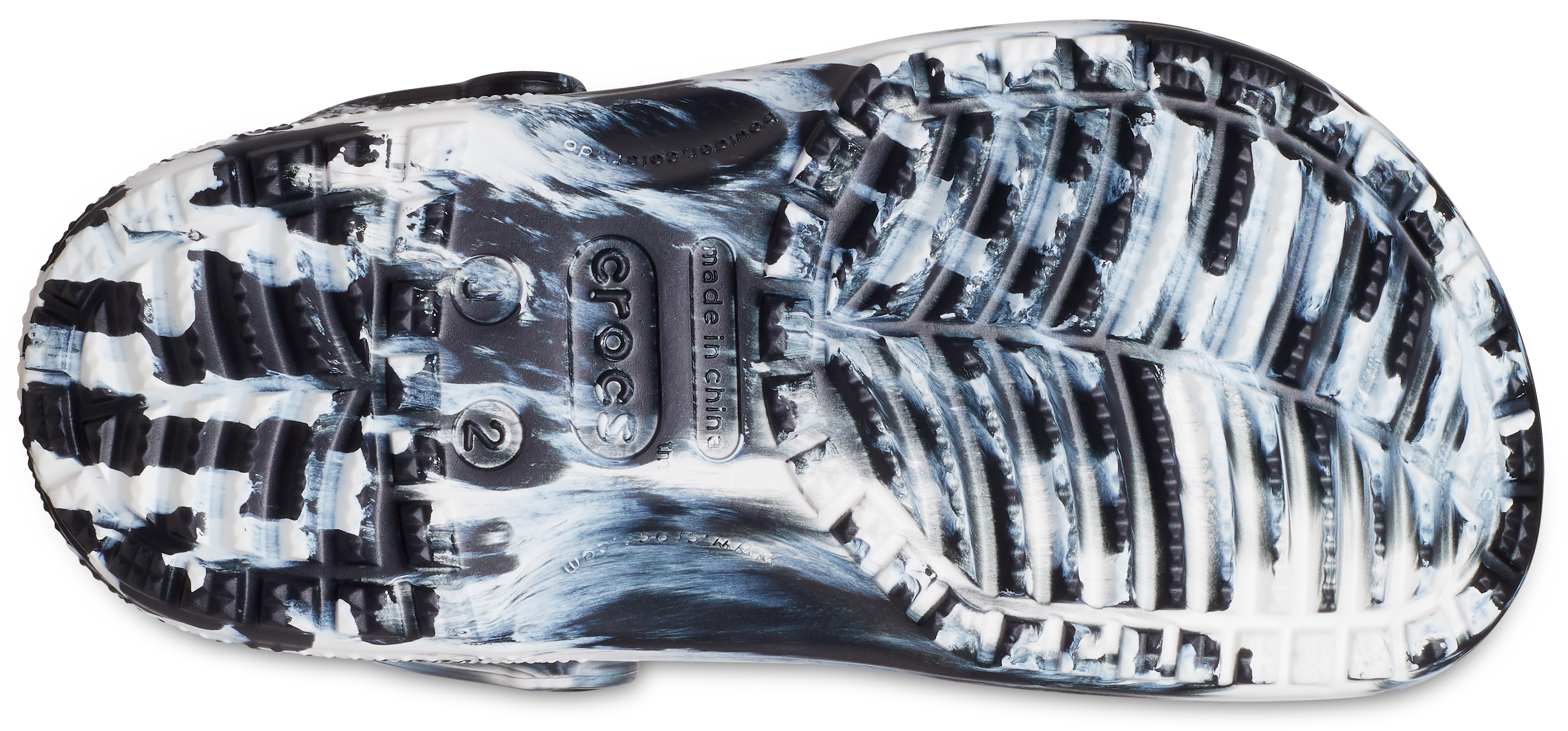 Crocs Classic Marbled "Black/White" Grade School Kids' Clog - BLACK/WHITE Thumbnail View 4