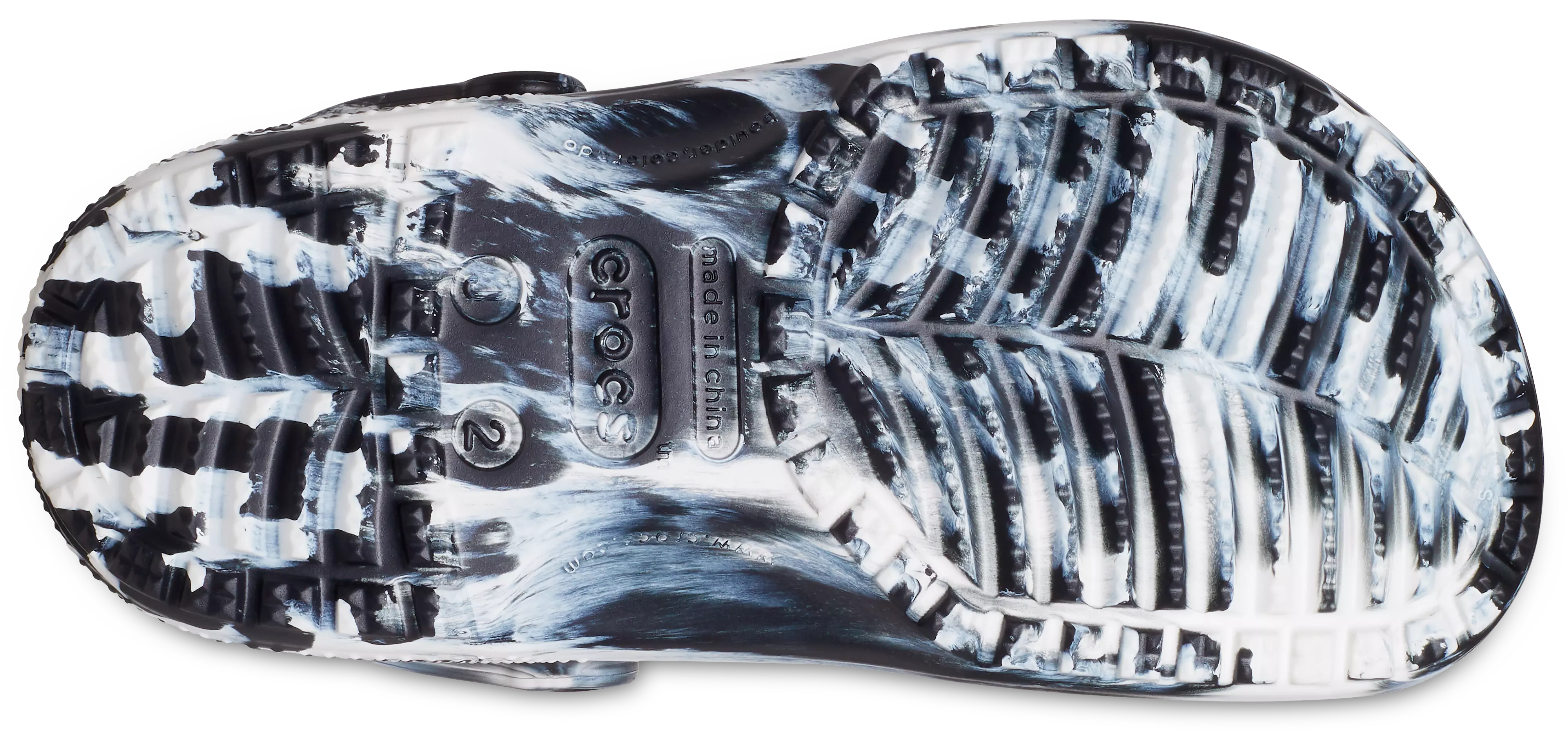 Crocs Classic Marbled "Black/White" Grade School Kids' Clog - BLACK/WHITE