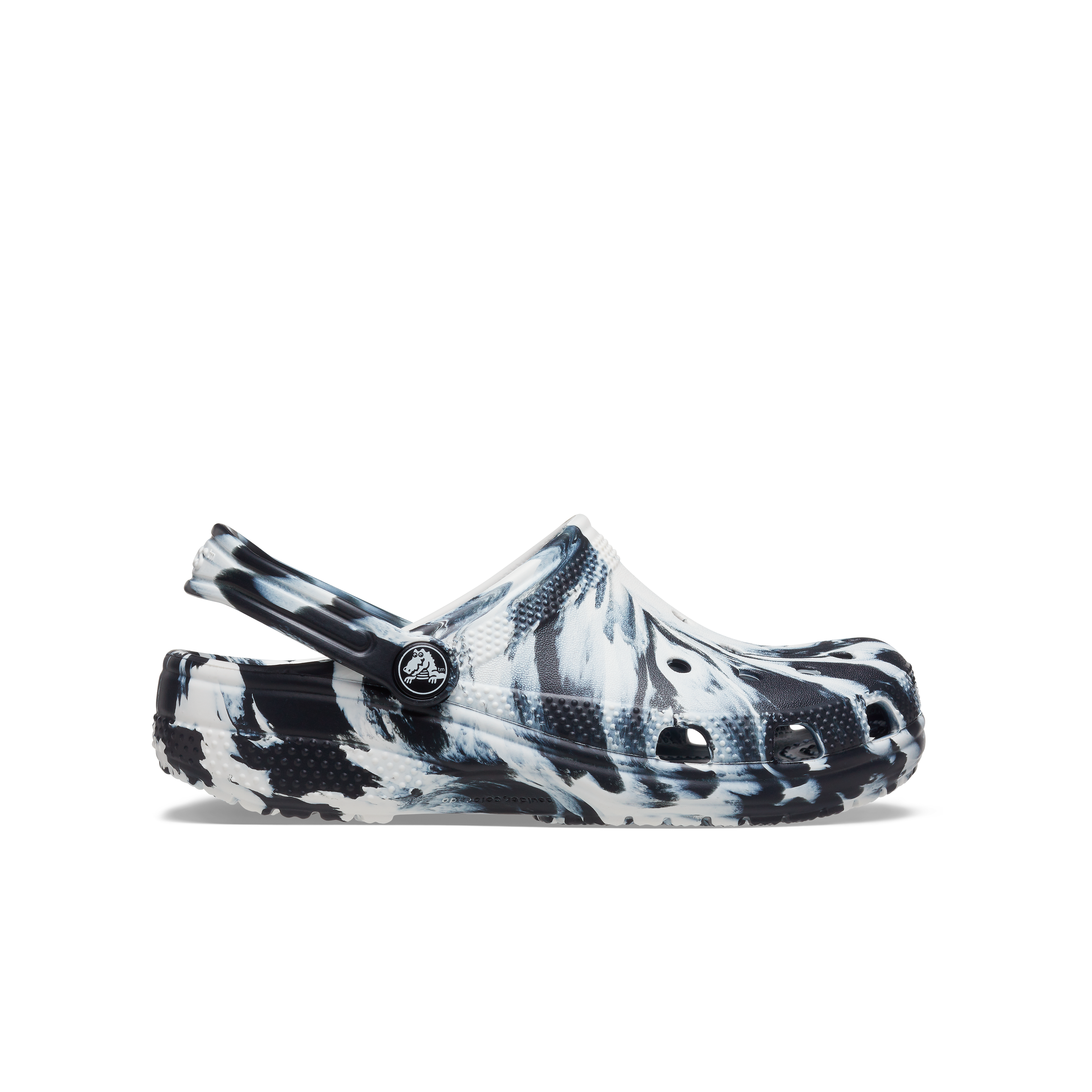 Crocs Classic Marbled "Black/White" Grade School Kids' Clog - BLACK/WHITE Thumbnail View 1