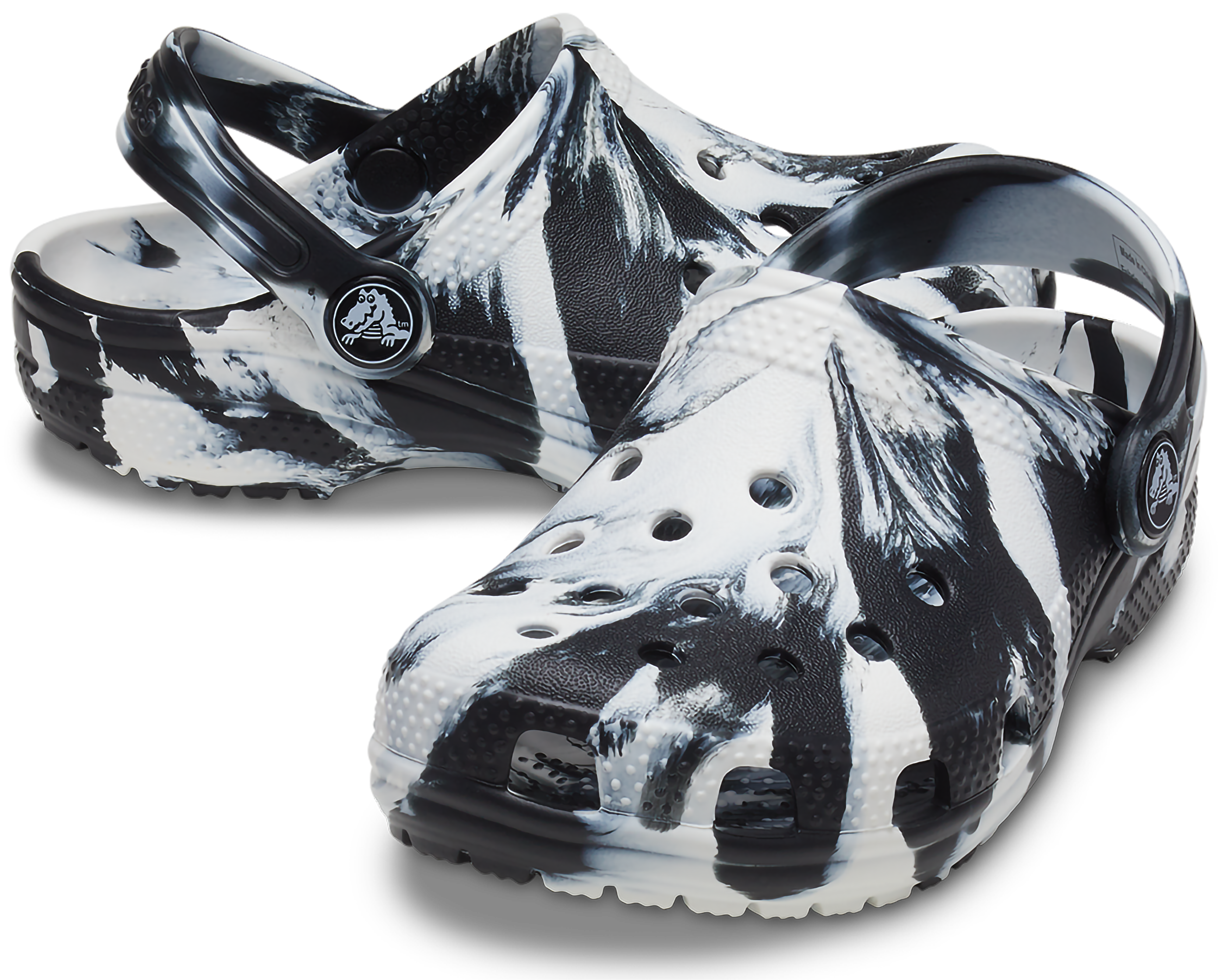 Crocs Classic Marbled "Black/White" Toddler Boys' Clog - BLACK/WHITE Thumbnail View 3