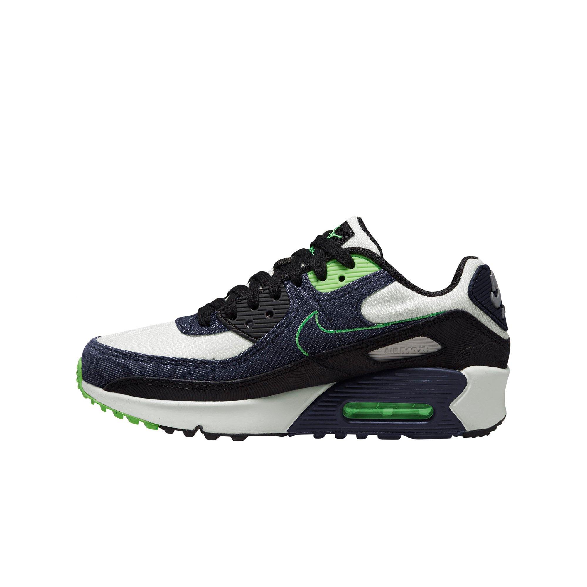 Nike Air Max 90 LTR SE "Air Emerald" Grade School Boys' Shoe - BLACK/GREEN Thumbnail View 2