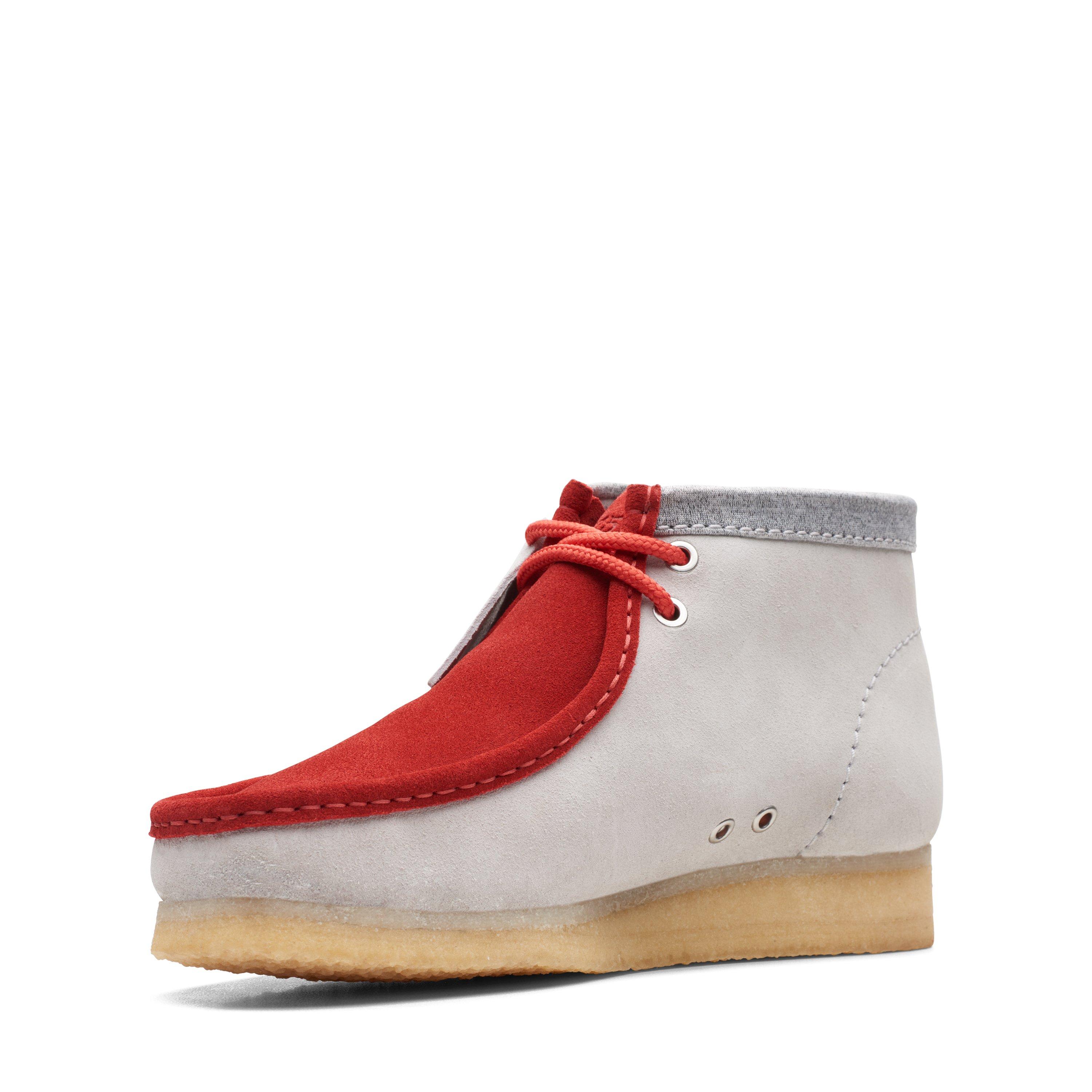 Clarks Wallabee Suede Varsity Red/Grey Men's Boot - Hibbett | City Gear