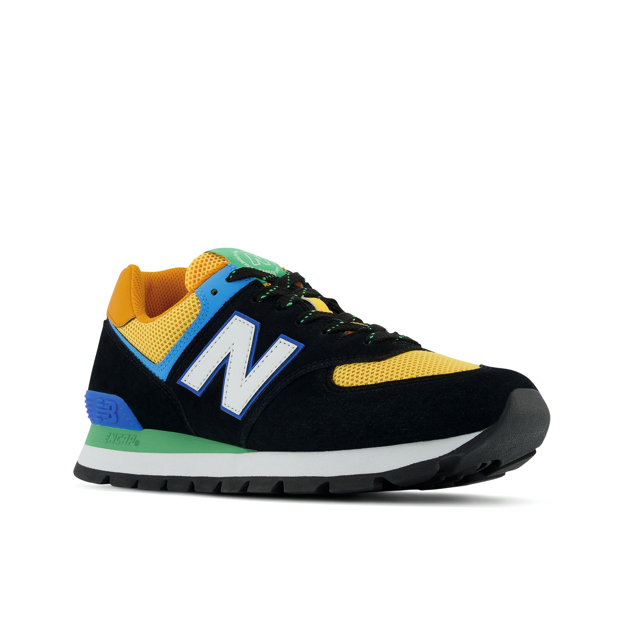 New balance 574 black blue clearance orange