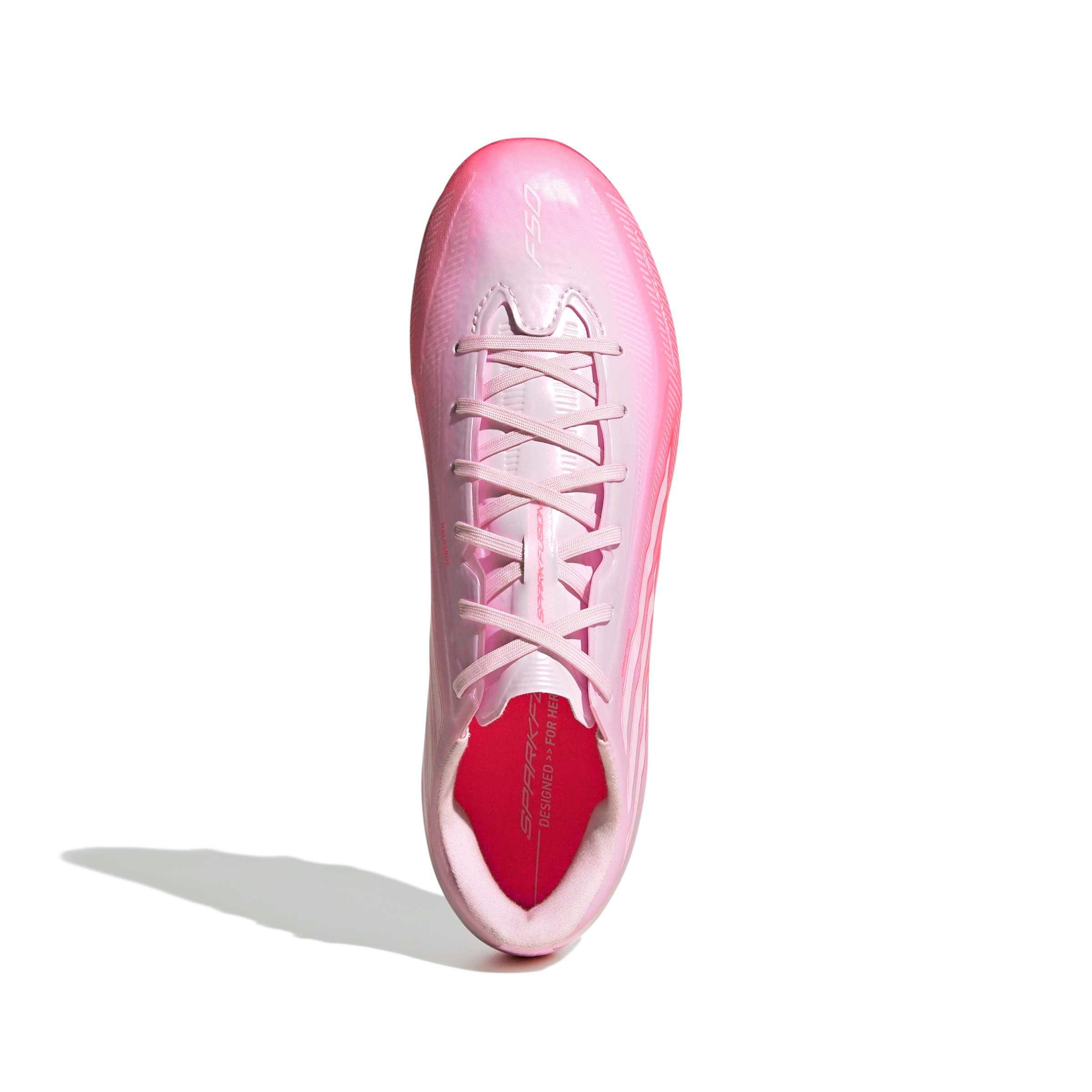 adidas F50 Sparkfusion League MG "Solar Turbo/Ftwr White/Distilled Pink" Women's Soccer Cleat - SOLAR/WHITE/PINK