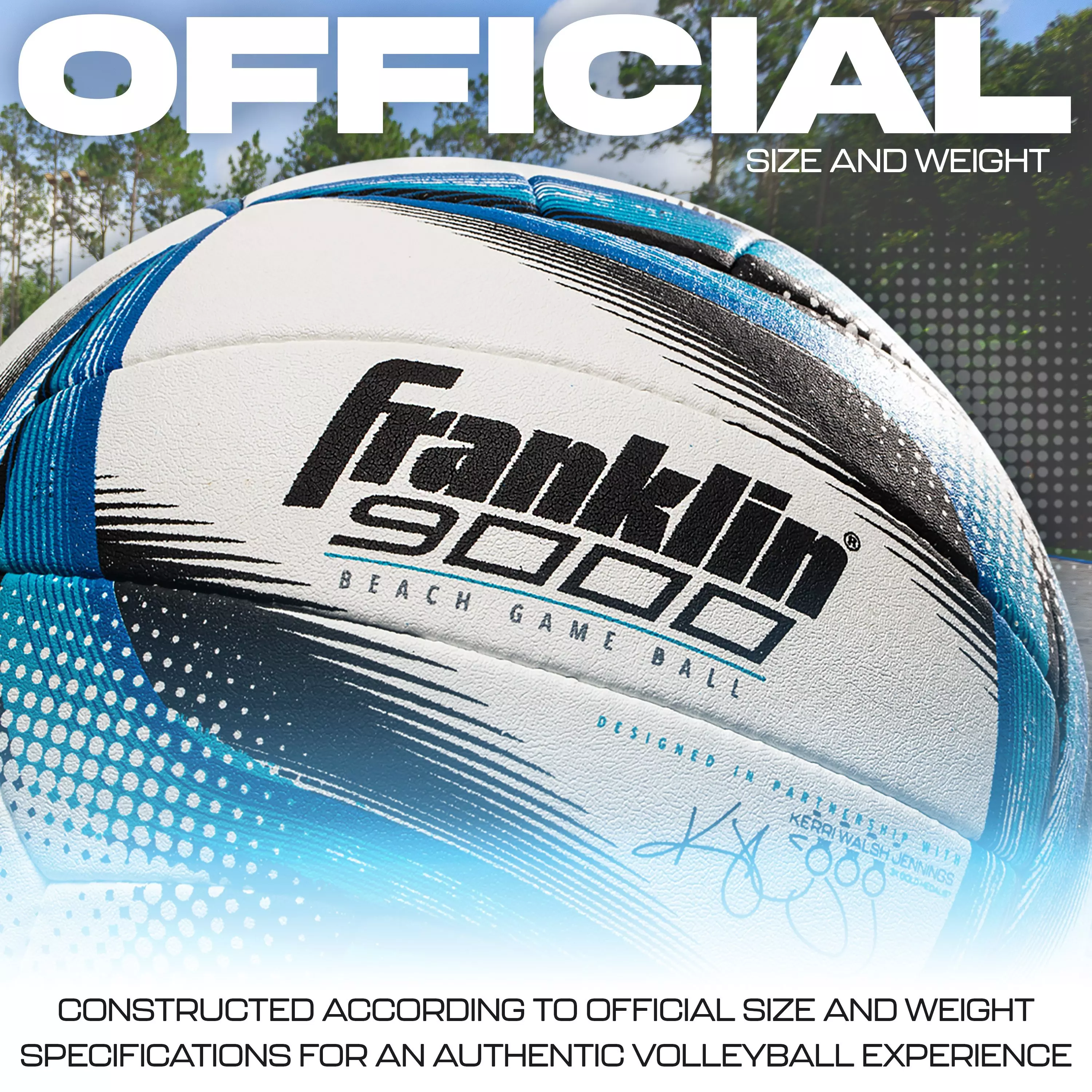 Franklin Sports Franklin 9000 Beach Game Volleyball - White/Blue - WHITE/BLUE