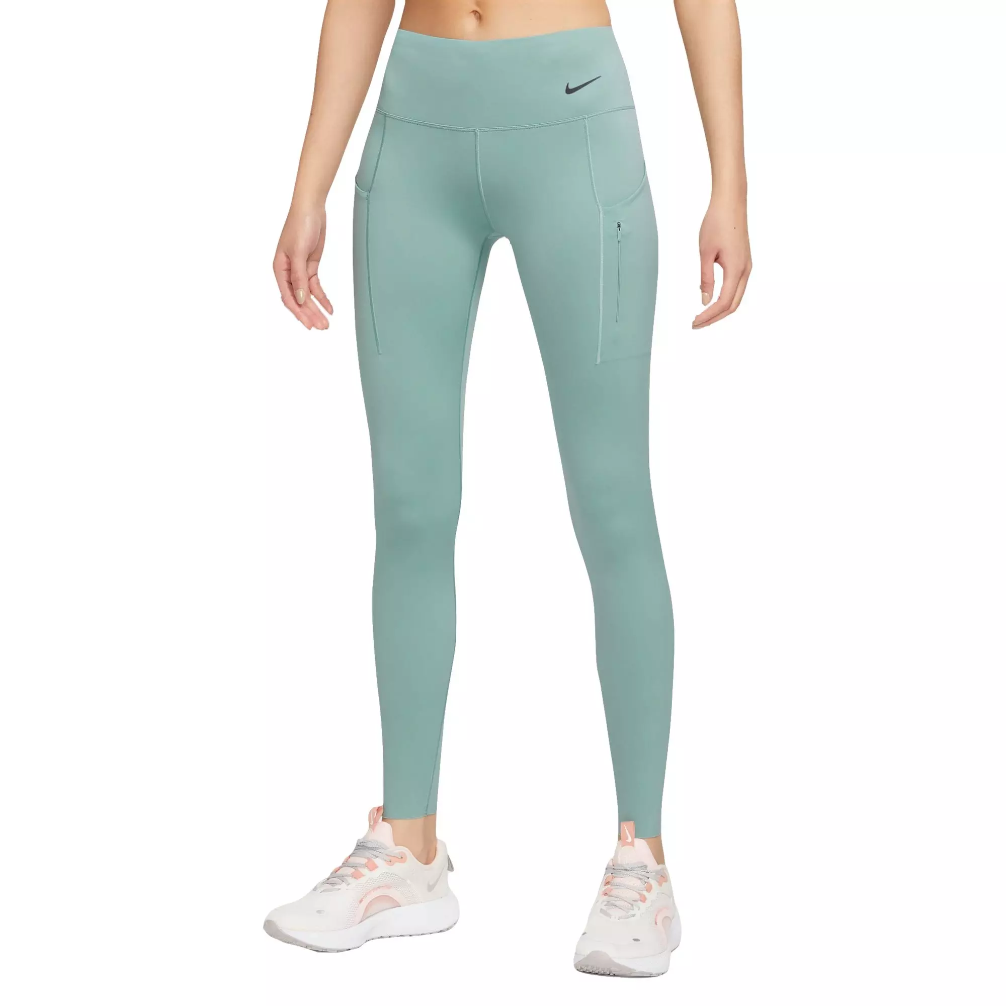 Nike Women's Dri-FIT Go Firm-Support Mid-Rise Full-Length Leggings with Pockets - AQUA