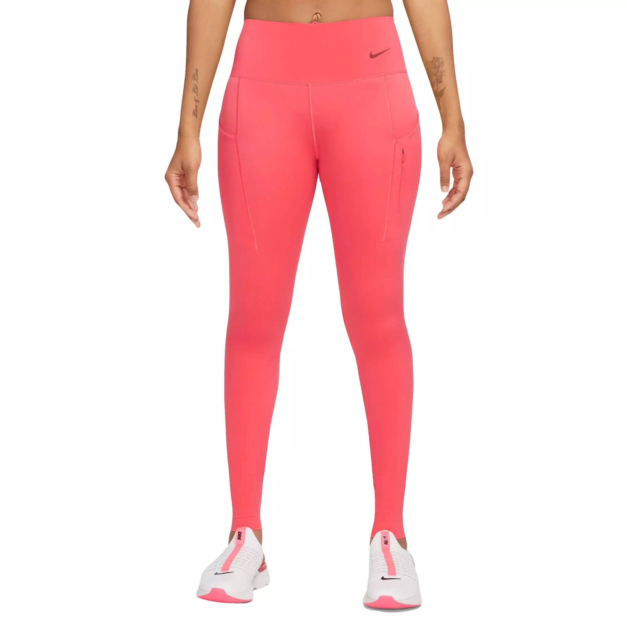 Nike Women's Dri-FIT Go Firm-Support Mid-Rise Full-Length Leggings with Pockets - PINK