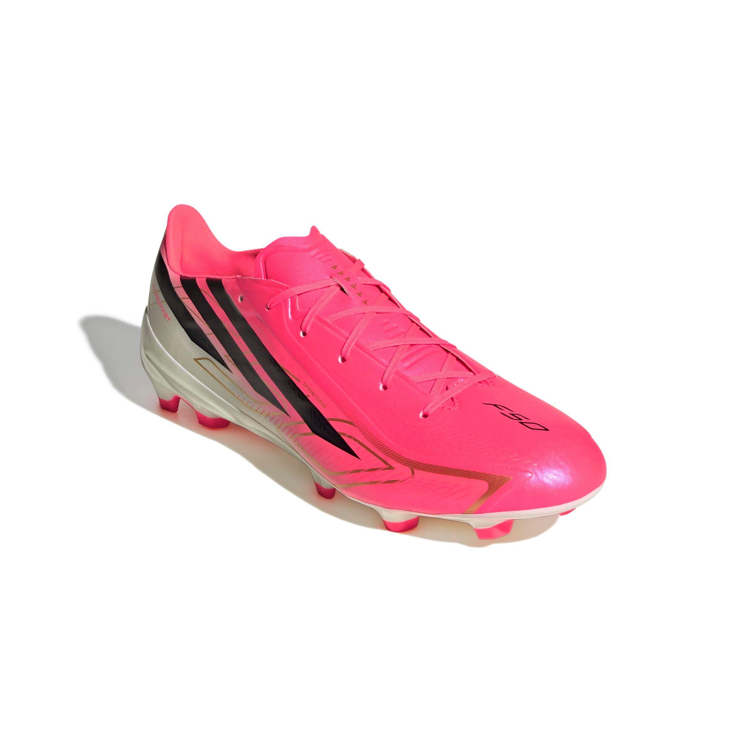 adidas F50 Hyperfast League FG "Solar Turbo/Core Black/Gold Metallic" Men's Soccer Cleat - SOLAR/BLACK/GOLD