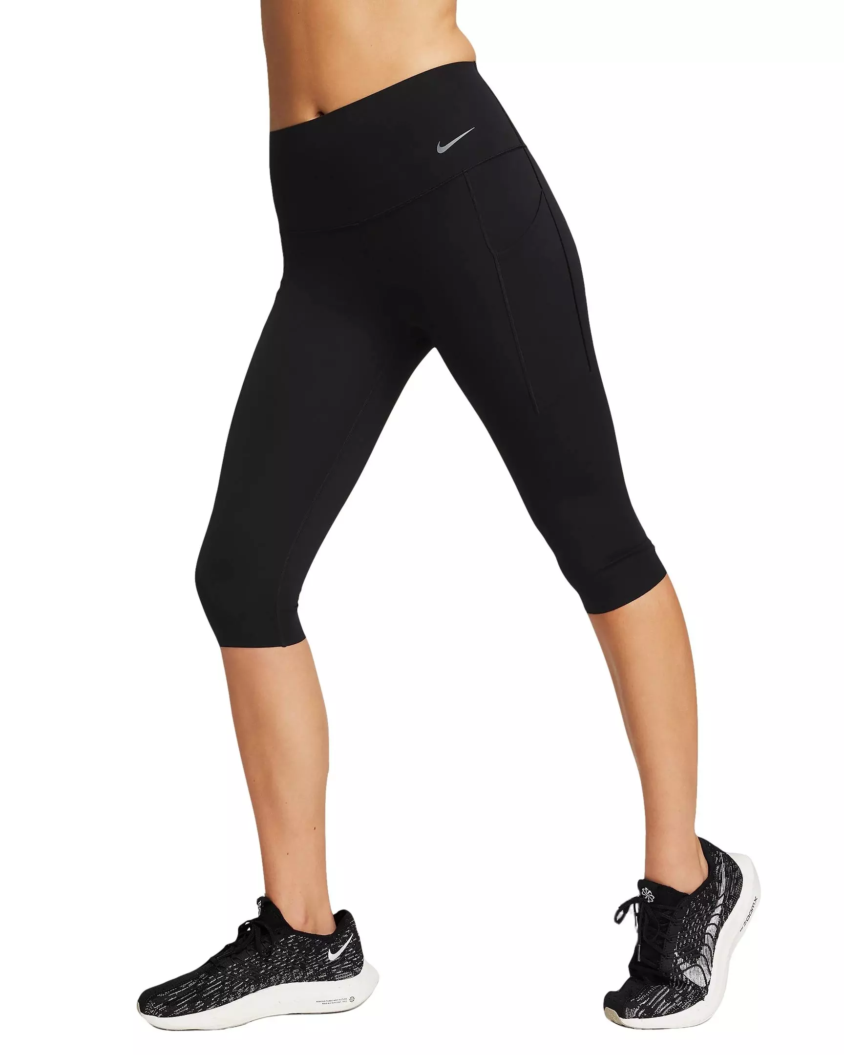 Nike Women's Dri-FIT Universe Medium Support High-Rise Capri Leggings with Pockets - Black - BLACK