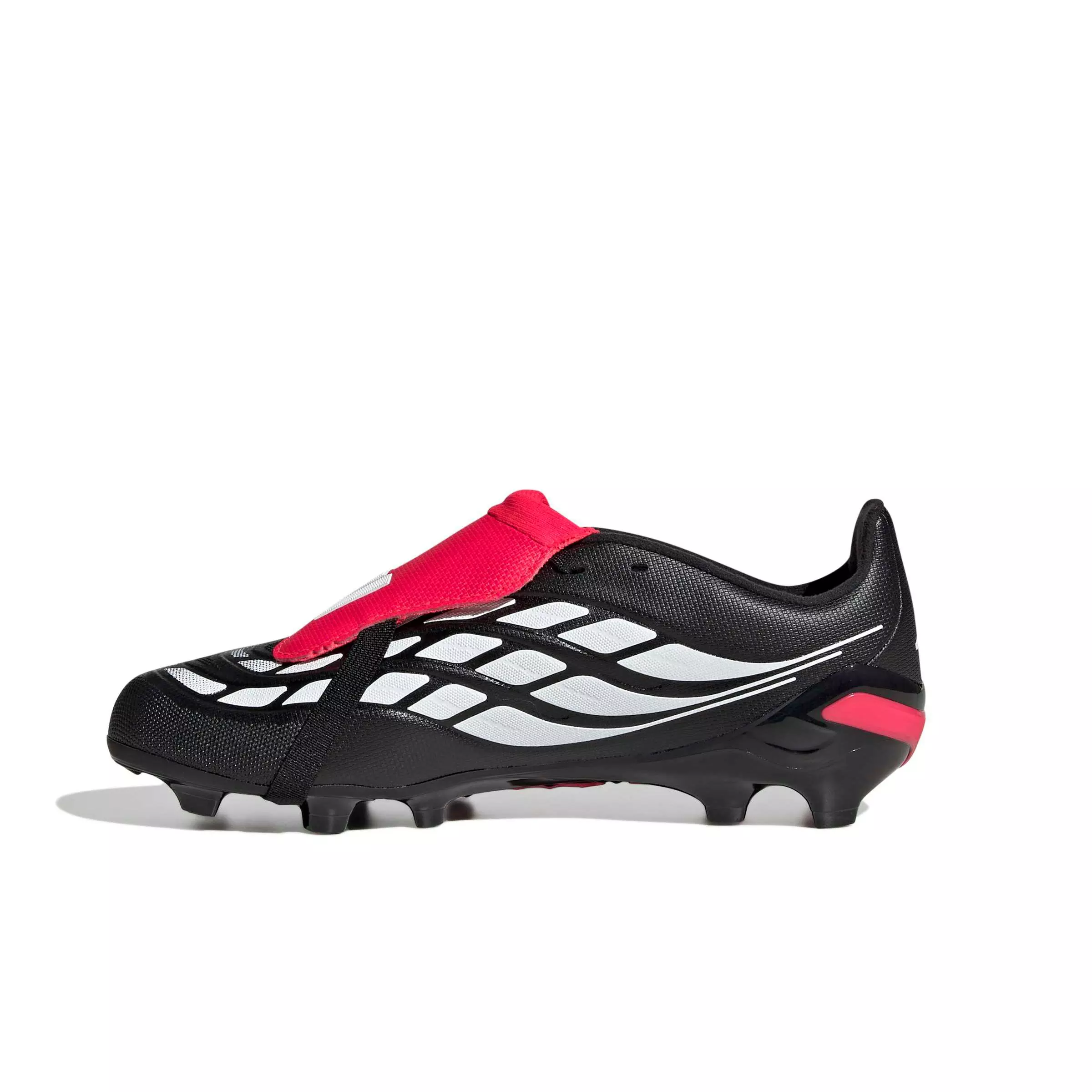 adidas Predator League Fold-Over Tongue FG "Black/White/Lucid Red" Grade School Kids' Soccer Cleat - BLACK/WHITE/RED